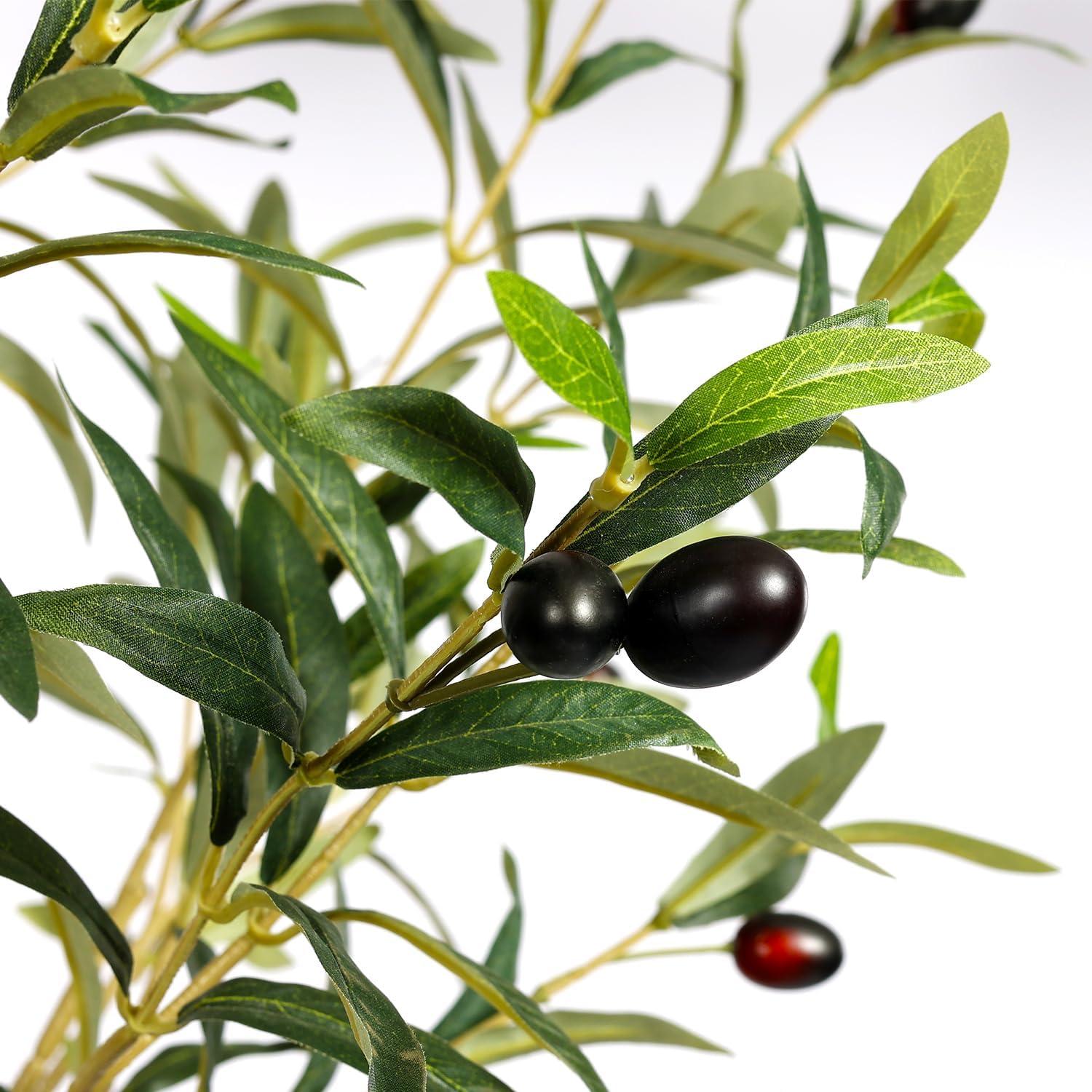 7ft Tall Faux Potted Olive Silk Tree with Fruits