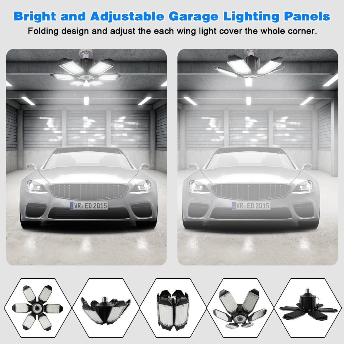 Super Bright 32000LM LED Garage Ceiling Light with 6 Deformable Panels