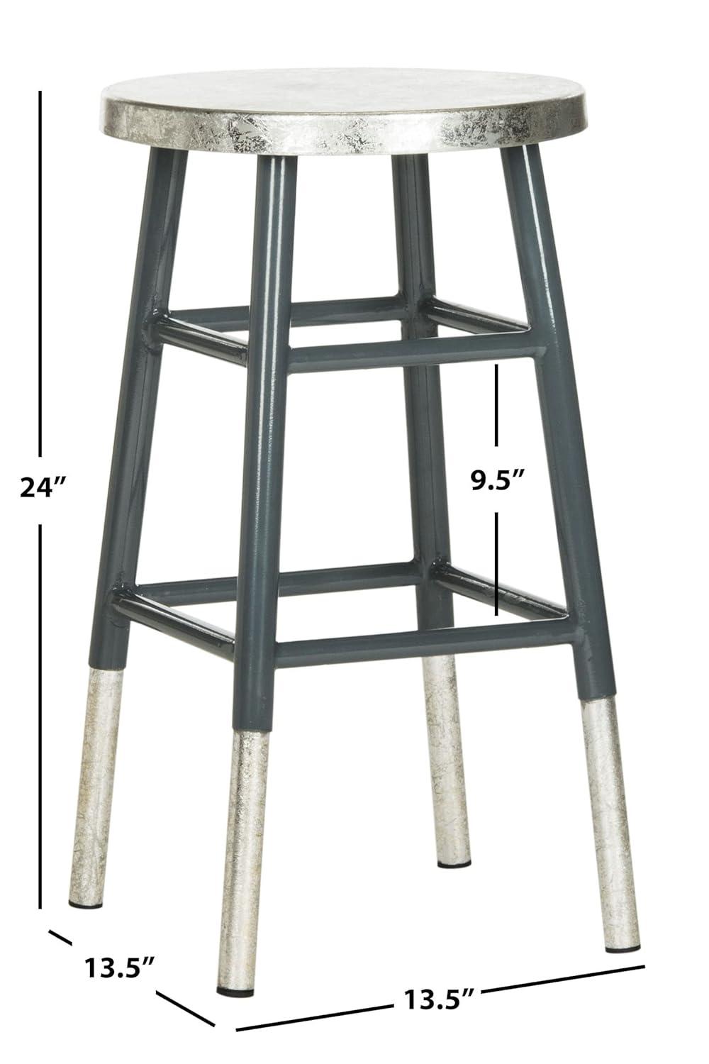 Kenzie Silver Dipped Counter Stool - FOX3211 - Navy/Silver - Safavieh Couture