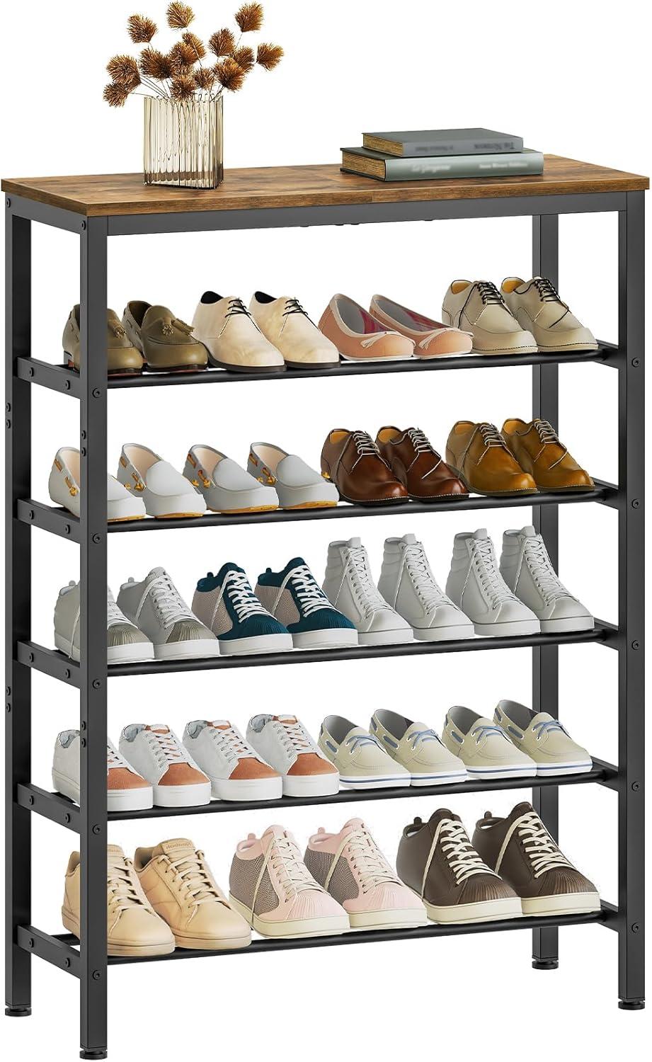 Shoe Rack, 6-Tier Shoe Organizer, for 18-24 Pairs of Shoes, Large Capacity Shoe Storage Shelf, Durable and Stable, for Entryway, Closet, Hallway, Dorm Room, Industrial, Rustic Brown BF67XJ01G1