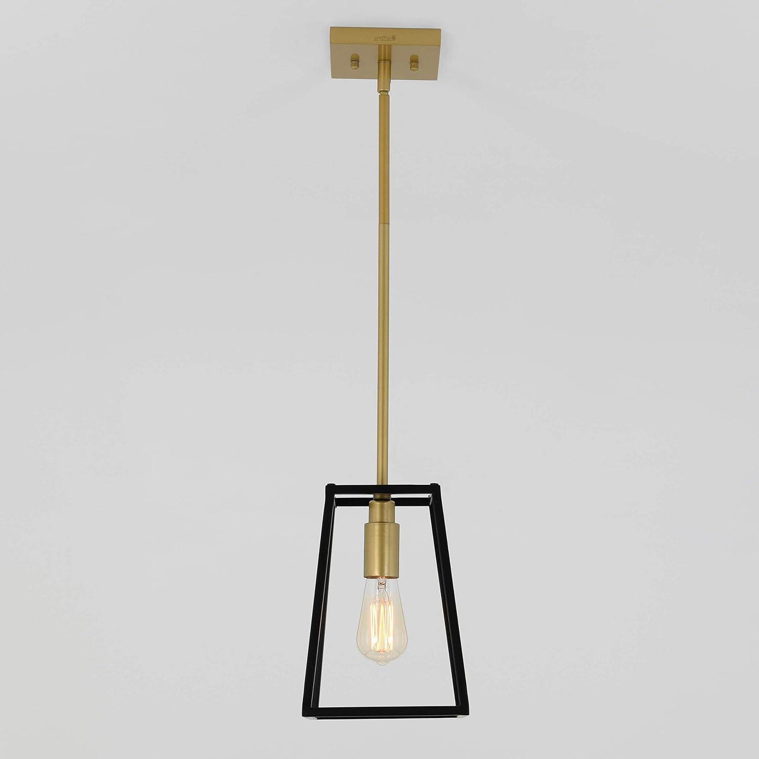 Artika Carter 1 Light Geometric Mini Pendant Light Fixture Black and Gold