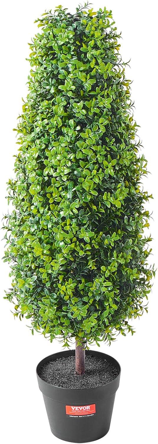 36" Green Plastic Boxwood Topiary Trees with Pots