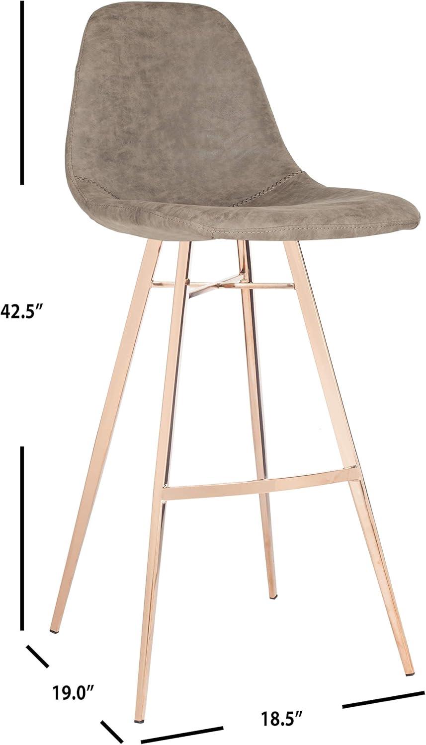 Mathison Bar Stool  - FOX3011 - Taupe/Copper - Safavieh Couture