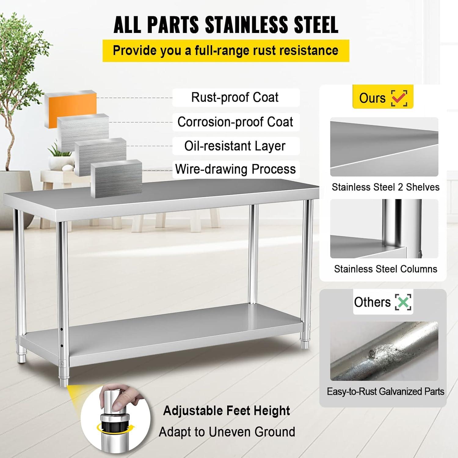 Prep & Savour Demnan Metal Top Workbench