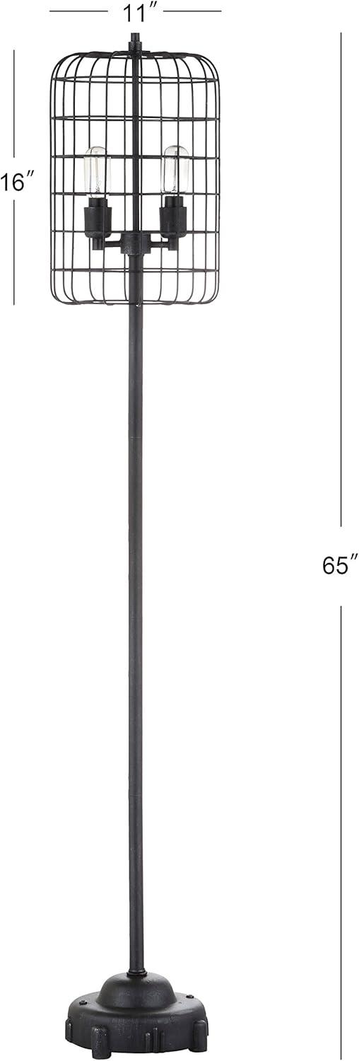 Odette 65" Black/Silver Industrial Metal Floor Lamp with Edison Bulb