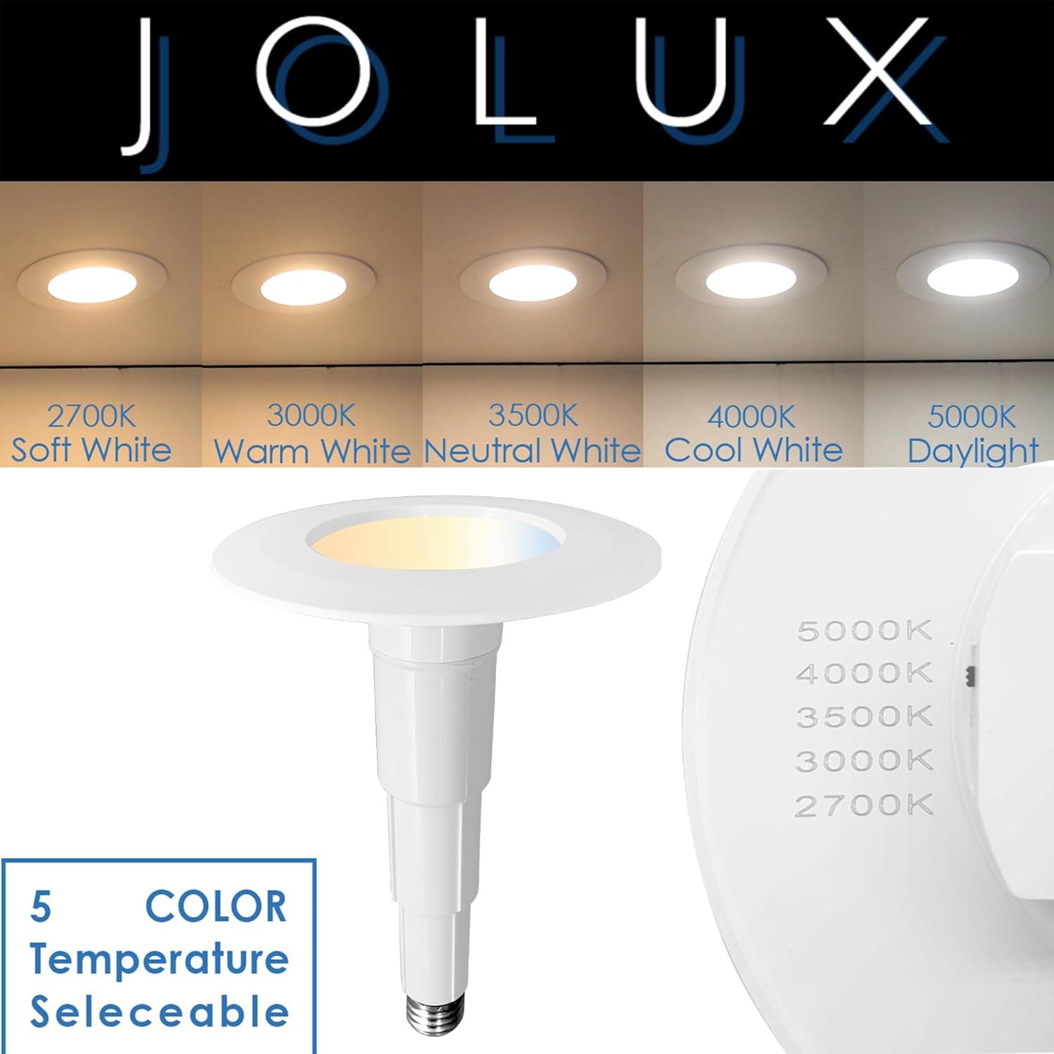 Jolux 4" 5CCT Adjustable Length LED Retrofit Recessed Lighting Kit for Easy Remodel Installation