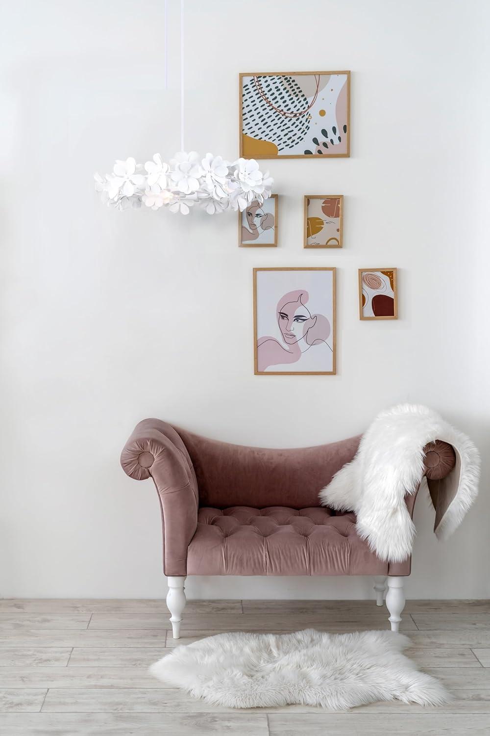 Cassia White Floral Drum 3-Light Chandelier