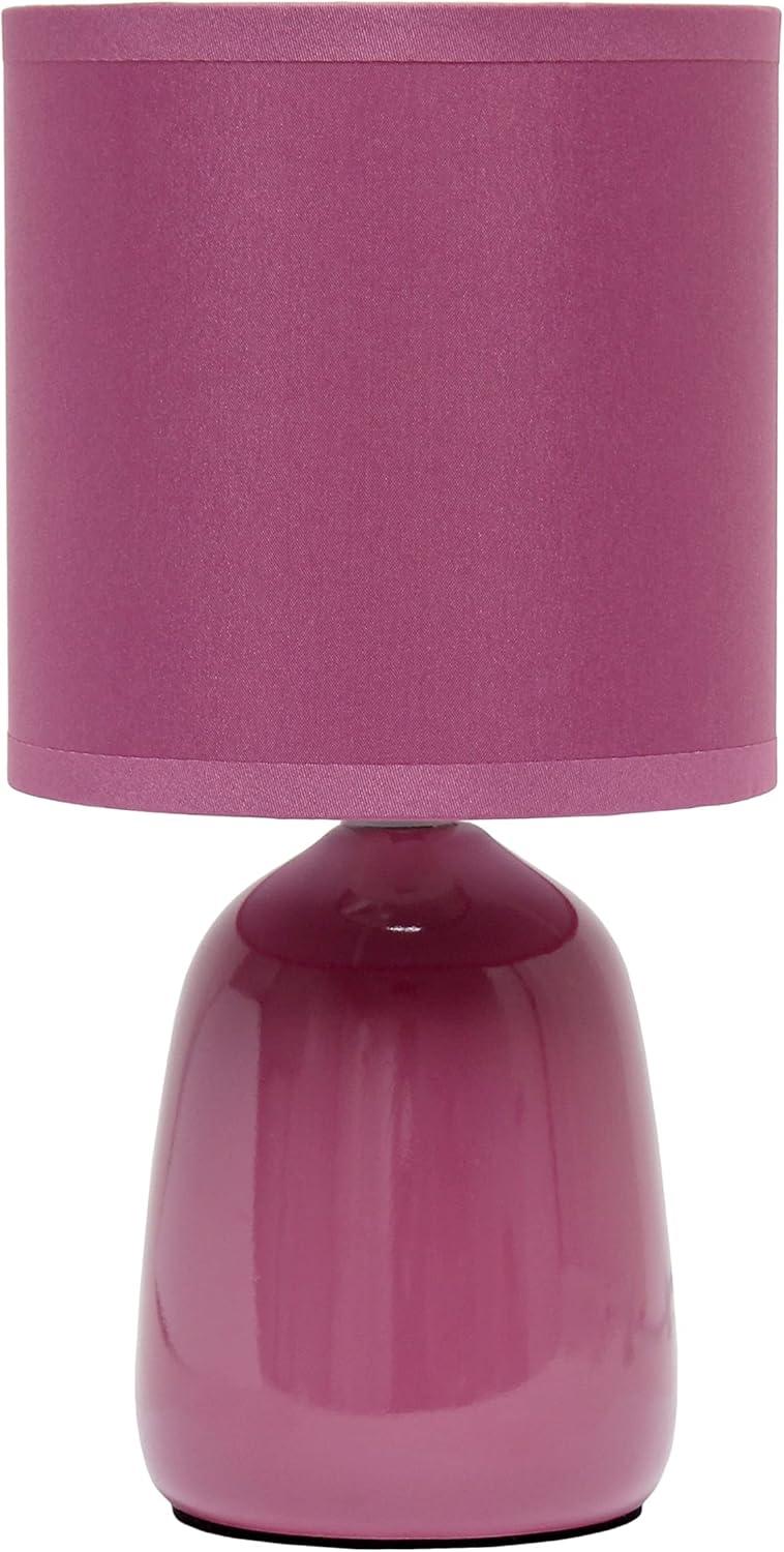 10.04" Traditional Ceramic Thimble Base Bedside Table Desk Lamp with Matching Fabric Shade Mauve - Simple Designs