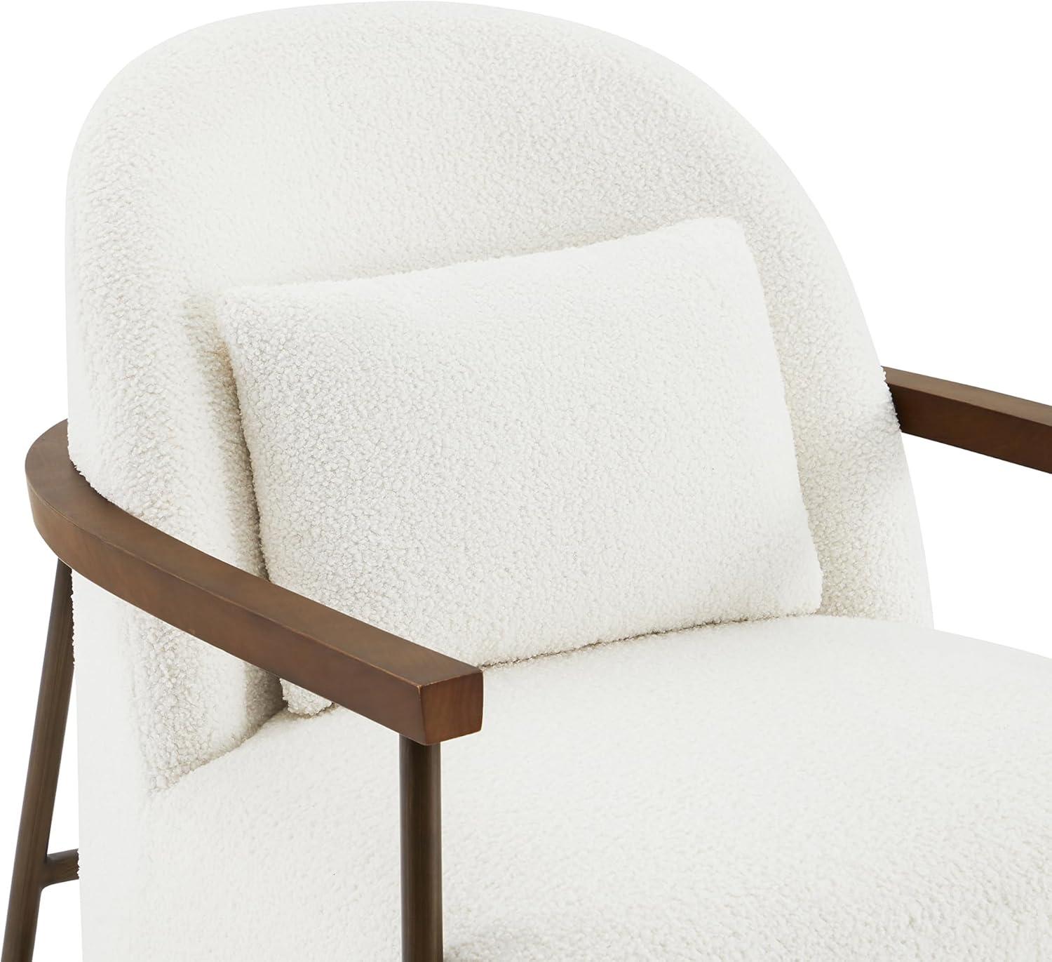 Quiteria Camel Fabric Accent Chair with Solid Wood and Metal Frame