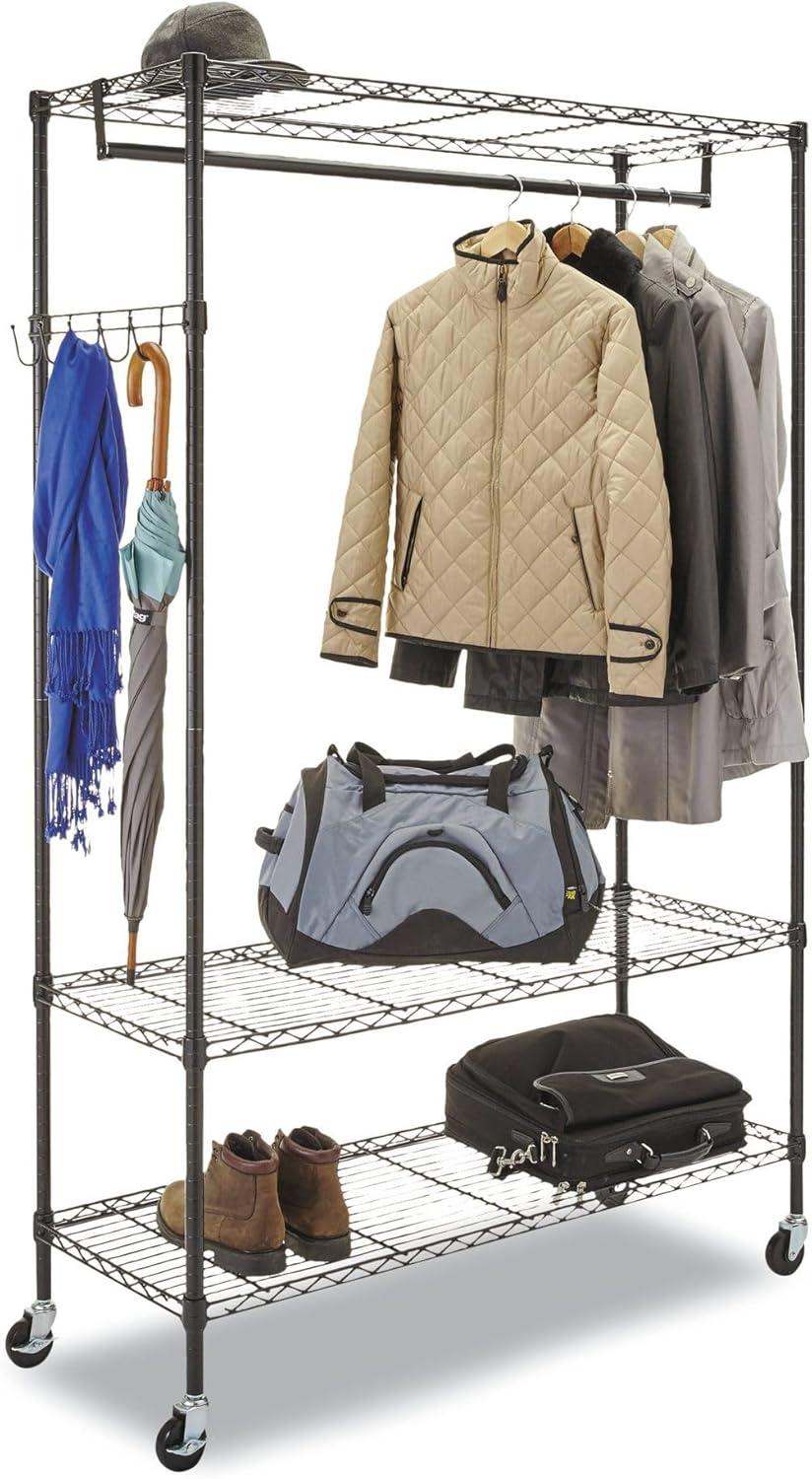 Alera® Wire Shelving Series Metal Rolling Clothing Rack