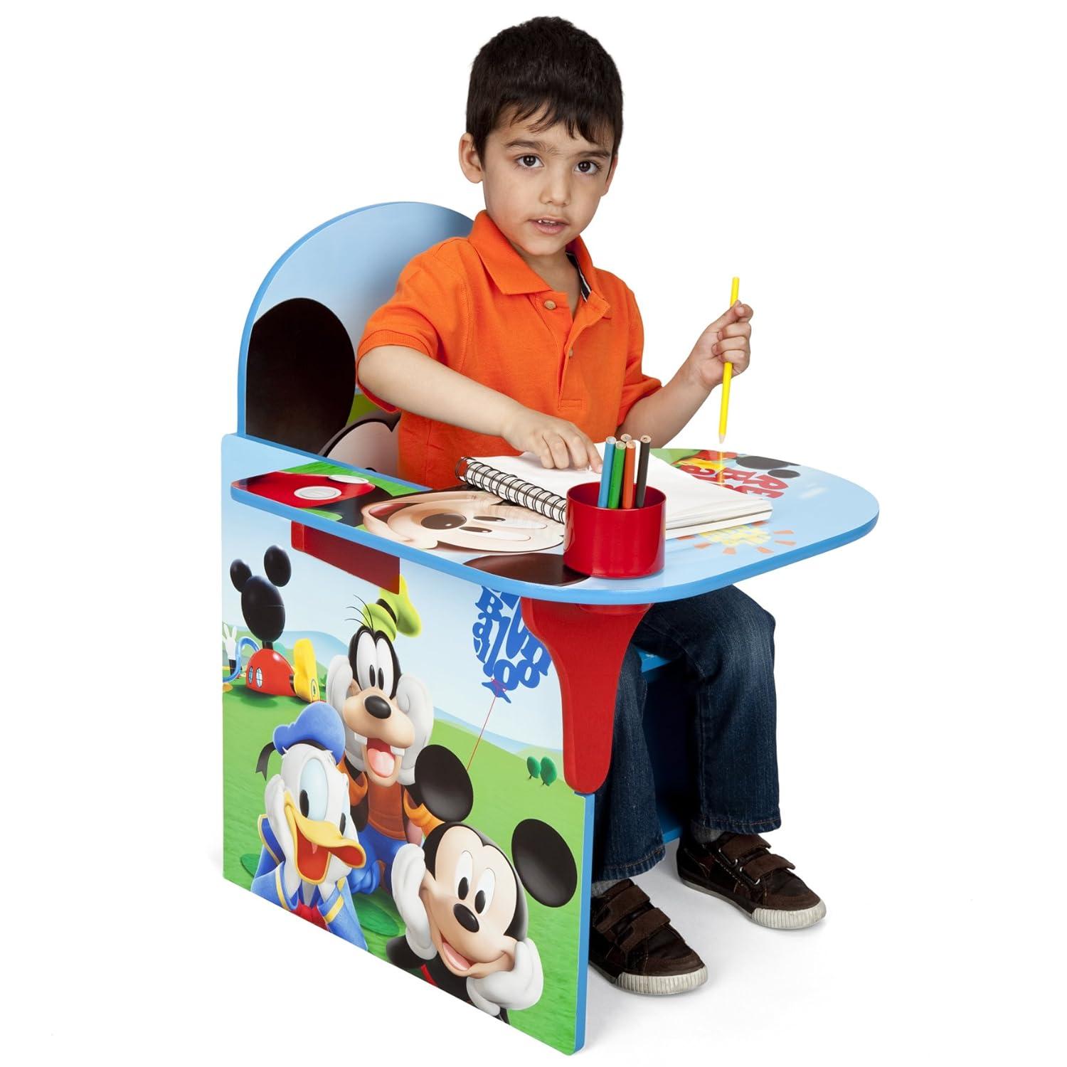 Mickey Mouse Inspired Blue Study Desk & Chair Set with Cup Holder