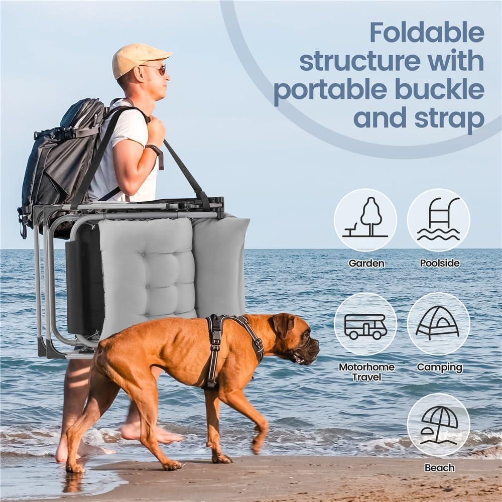 Yaheetech Zero Gravity Chair, Folding Reclining Lounge Recliner with Removable Pad & Headrest & Side Cup Holder Tray for Indoor and Outdoor Gray/2