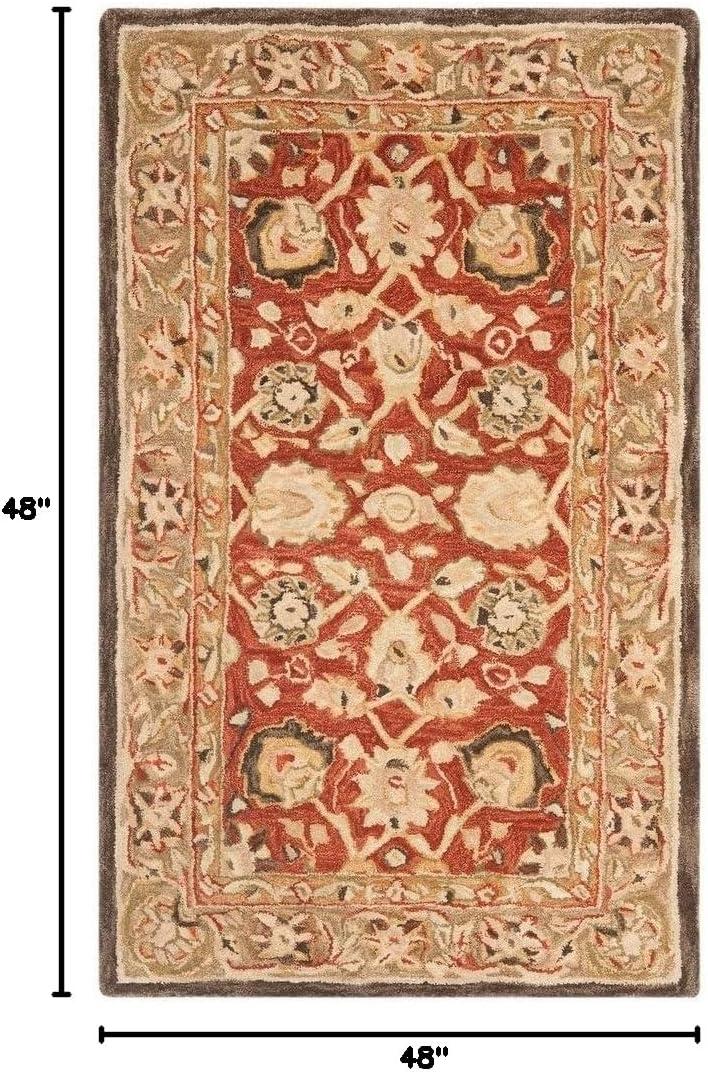 SAFAVIEH Anatolia Venice Traditional Wool Area Rug, Rust/Green, 4' x 4' Round