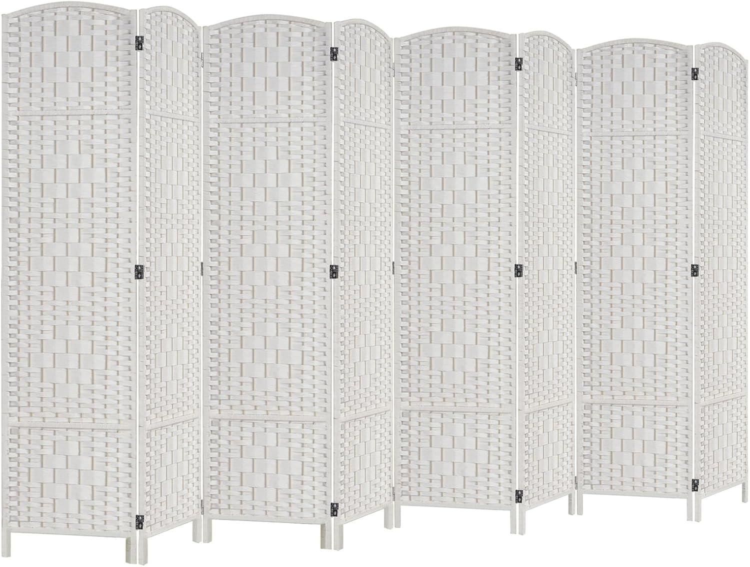 Rose Home Fashion 6 ft Tall Room Divider, Room Dividers and Folding Privacy Screens, 15.7in Privacy Screen 8 Panel Partition Temporary Wall Separation for Private, White