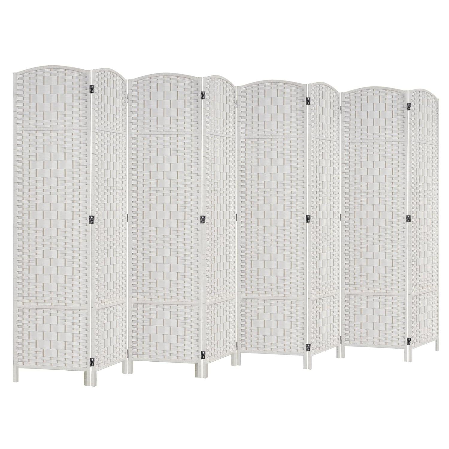Rose Home Fashion 6 ft Tall Room Divider, Room Dividers and Folding Privacy Screens, 15.7in Privacy Screen 8 Panel Partition Temporary Wall Separation for Private, White