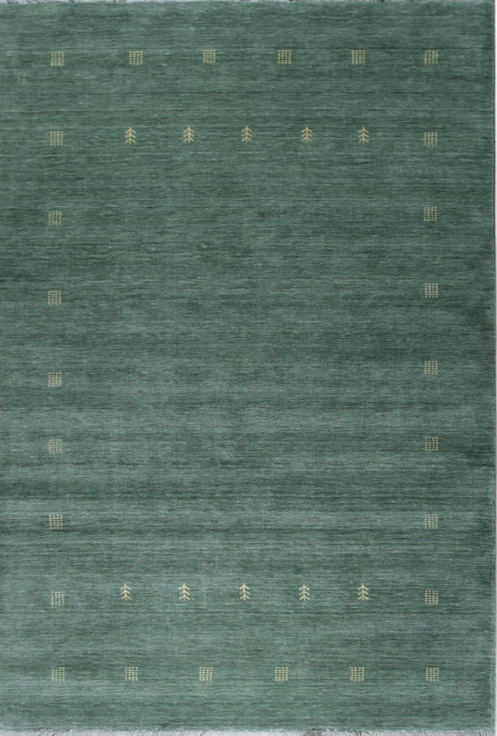 EORC Green Hand Knotted Wool Contemporary Lori Baft Rug, 9' x 12'