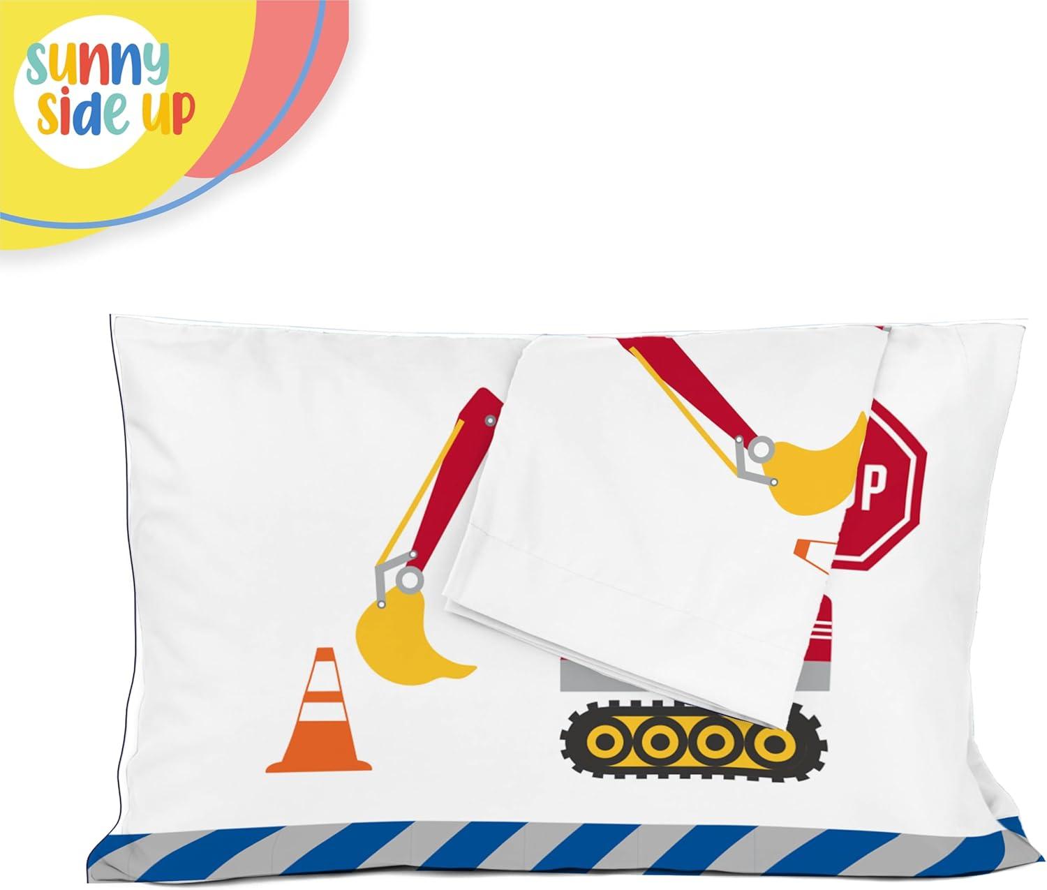 Construction Zone Reversible Microfiber Kids Pillowcases - Set of 2