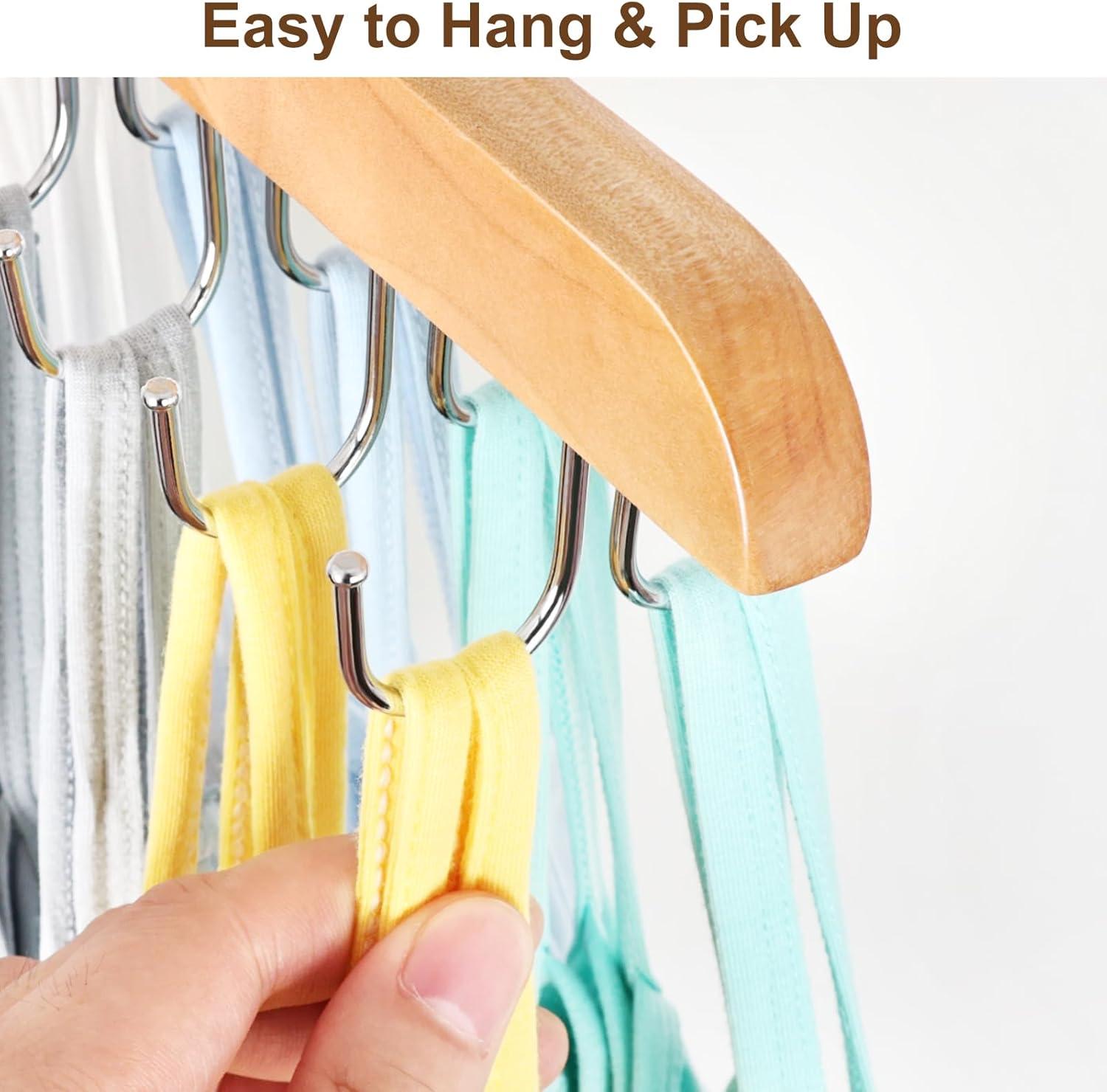 Resovo Bra Hanger for Closet, Tank Top Hanger 20 Hooks Capacity Foldable Wood Space Saving Hanger Closet Organizers and Storage for Dorm & Apartment for Tank Top, Bra, Scarf etc.