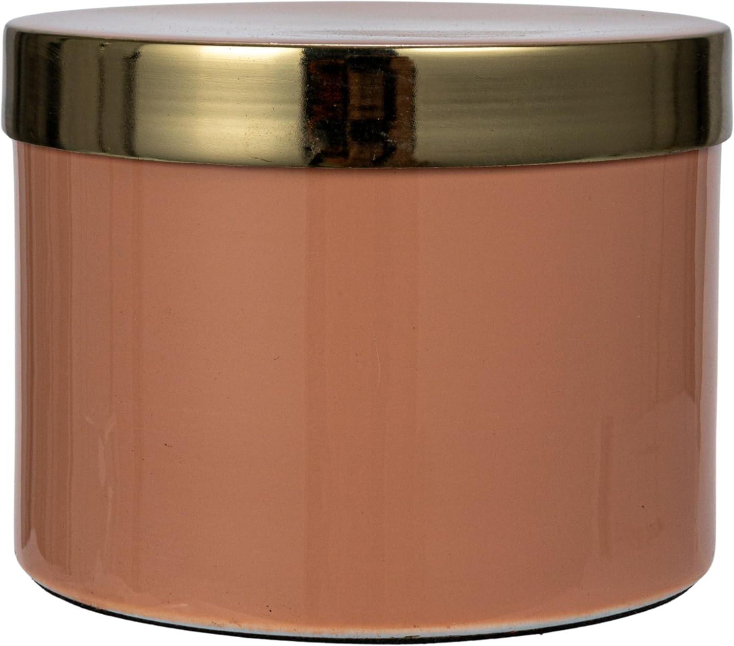 Creative Co-Op Enameled Metal Box with Shiny Interior, Pink and Gold