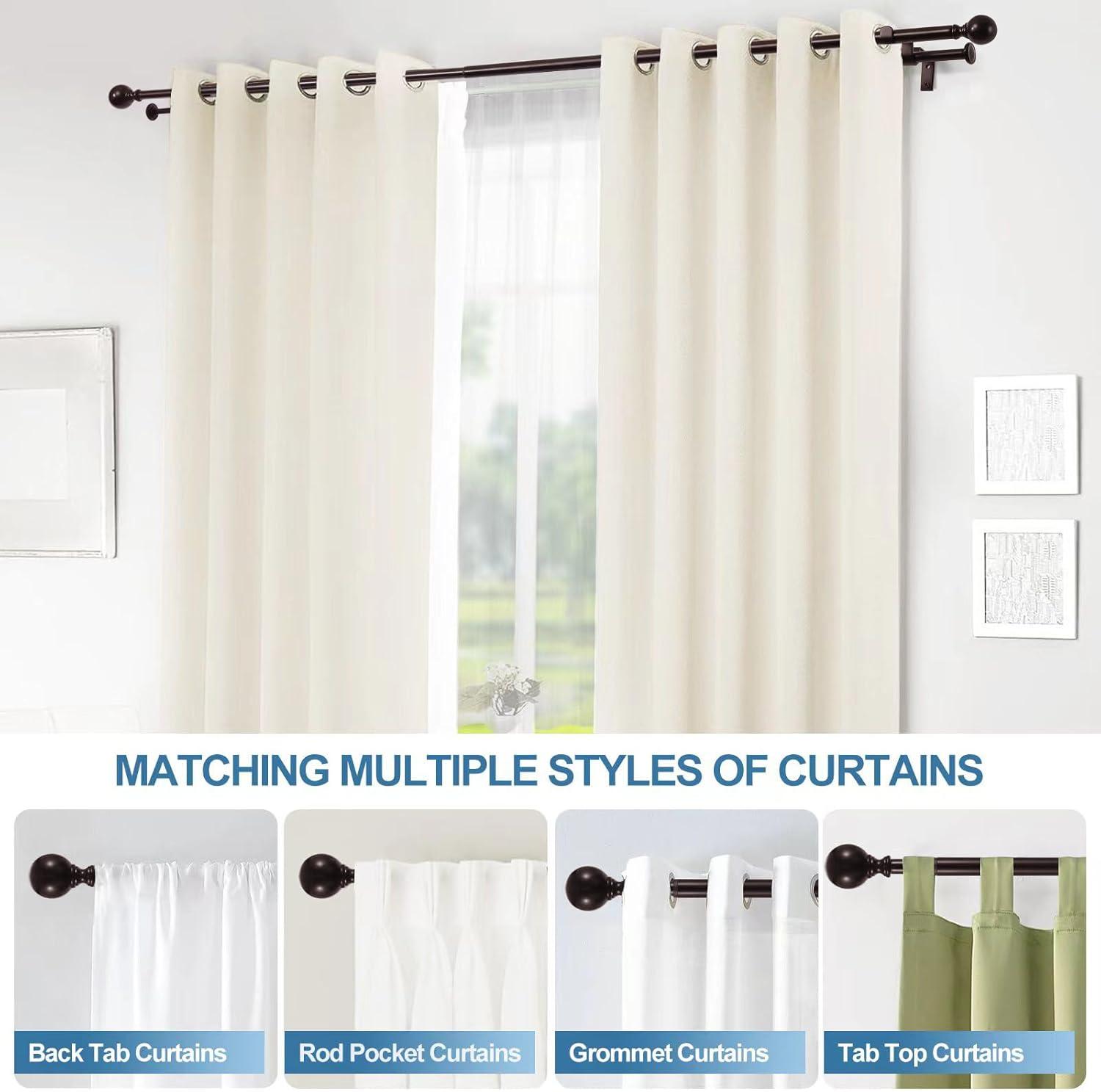 Urbanest Ball Adjustable Double Curtain Rod Set, 5/8", 28-48", Oil-rubbed Bronze(ORB)