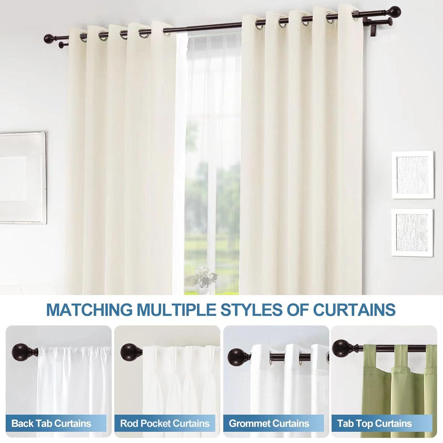 Oil-Rubbed Bronze Adjustable Double Curtain Rod Set, 28-48 inch