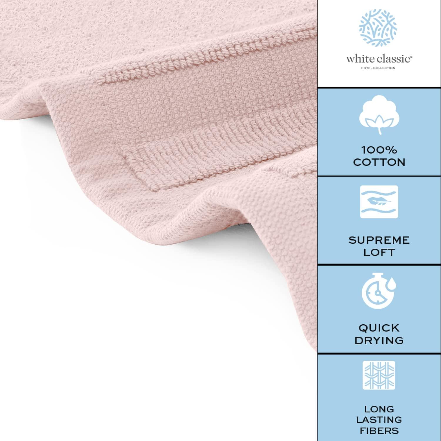 White Classic Cotton Bath Mat Floor Towel [Not a Rug] 2-Pack - 22x34" Pink