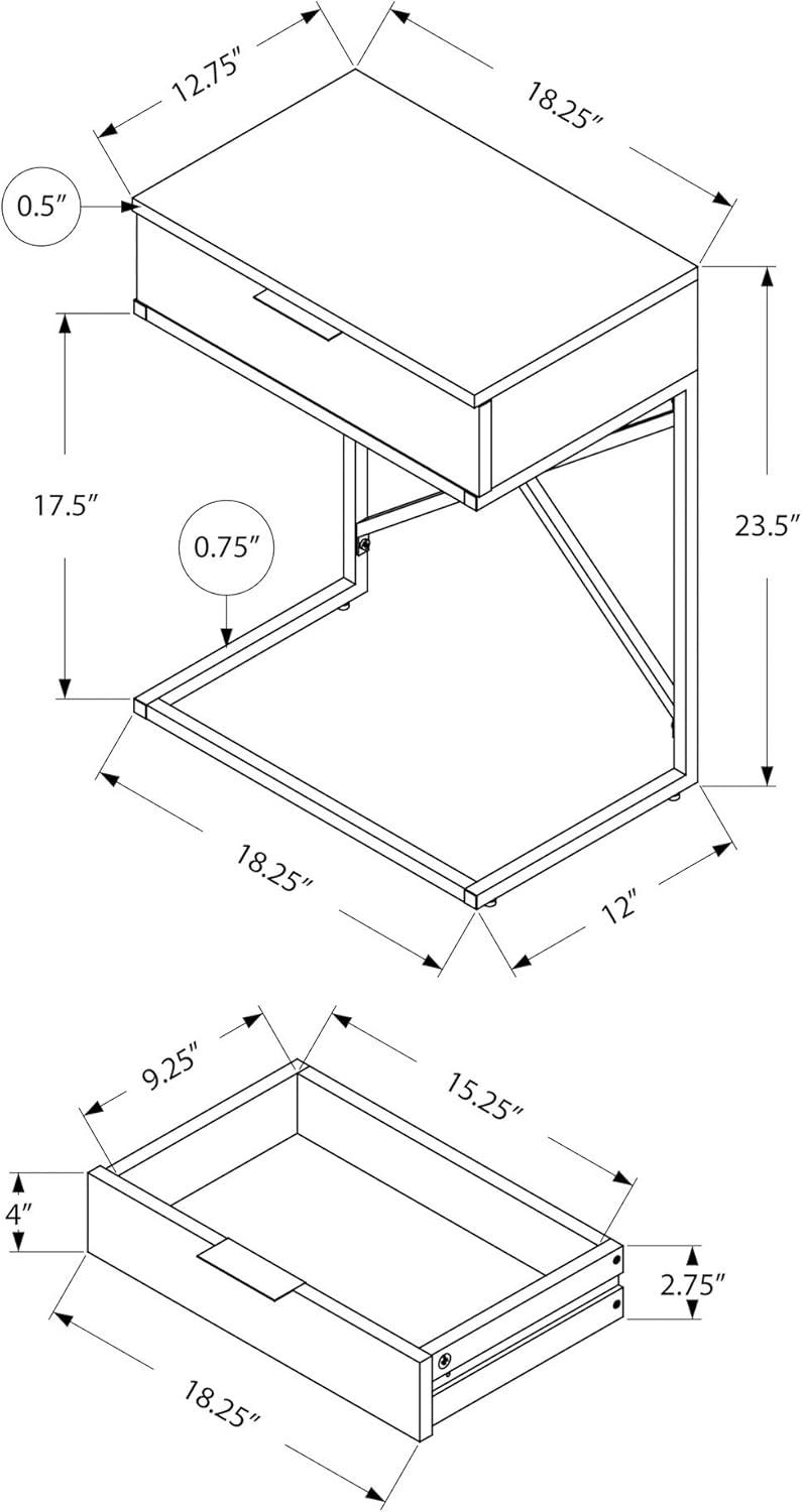 Monarch Specialties ACCENT TABLE - 24H / GLOSSY WHITE / CHROME METAL