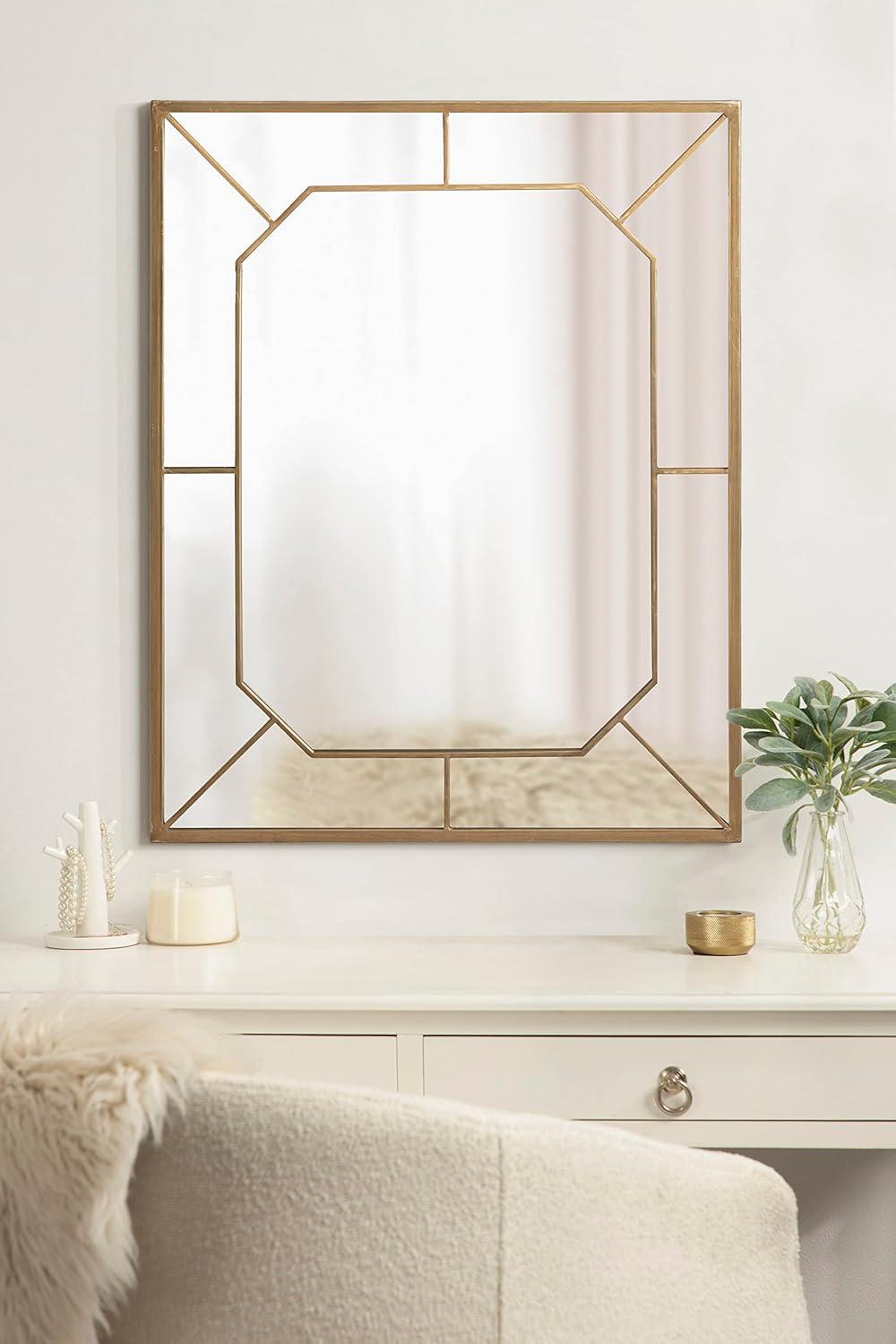 Ardithe Gold Geometric 24x30 Rectangular Vanity Mirror