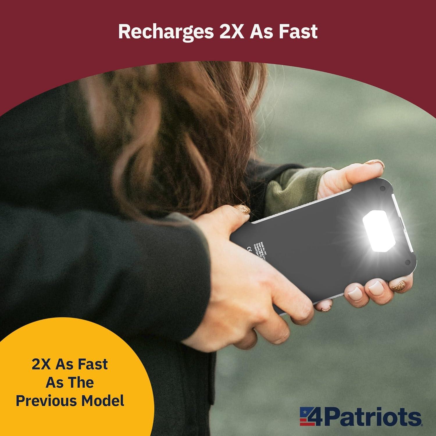4Patriots 4-Pack Patriot Power Cell Bundle: Portable Solar Power, Rechargeable Battery 2 USB Ports, 8,000 mAh Lithium Polymer Battery, LED Flashlight & IP67 Water Resistant for Hiking or Emergencies