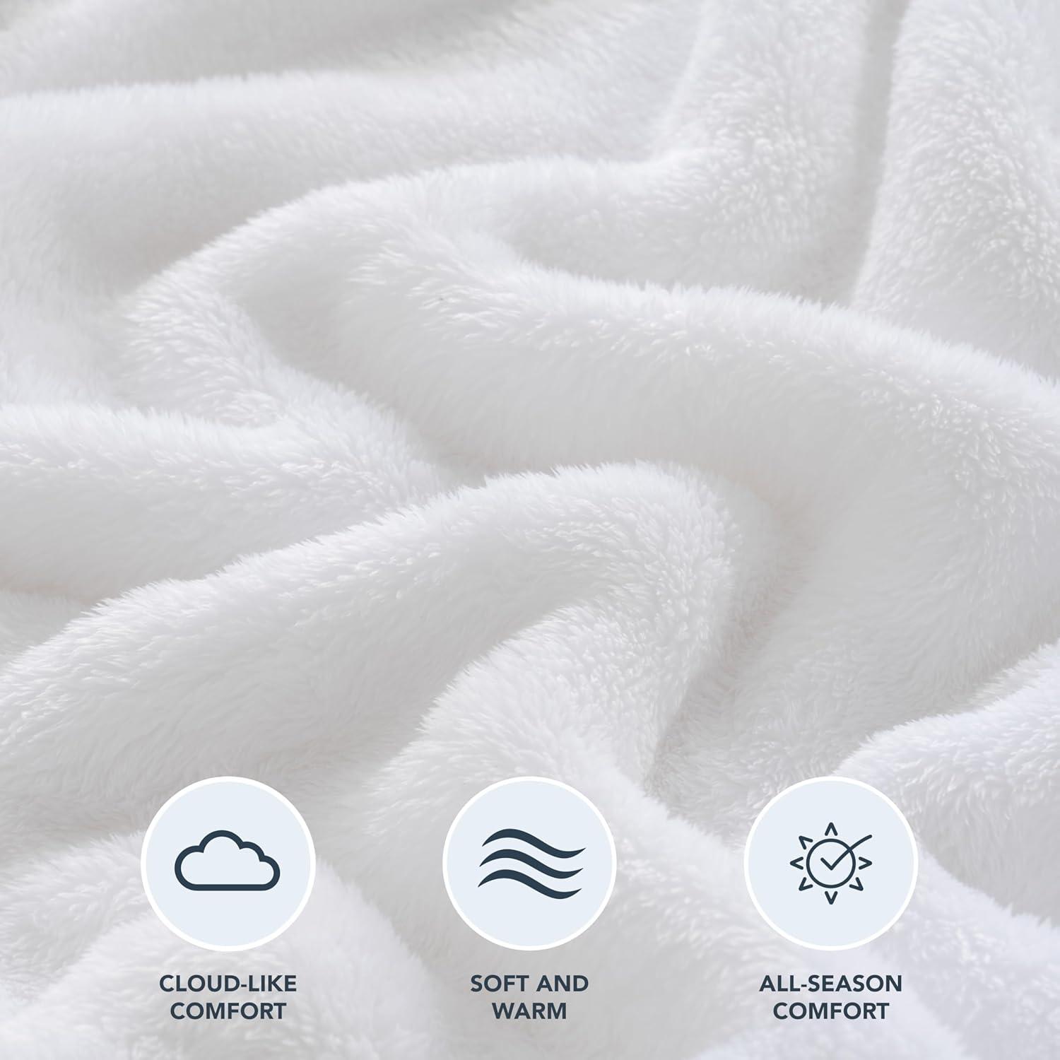 King Size True White Extra-Fluffy Plush Blanket