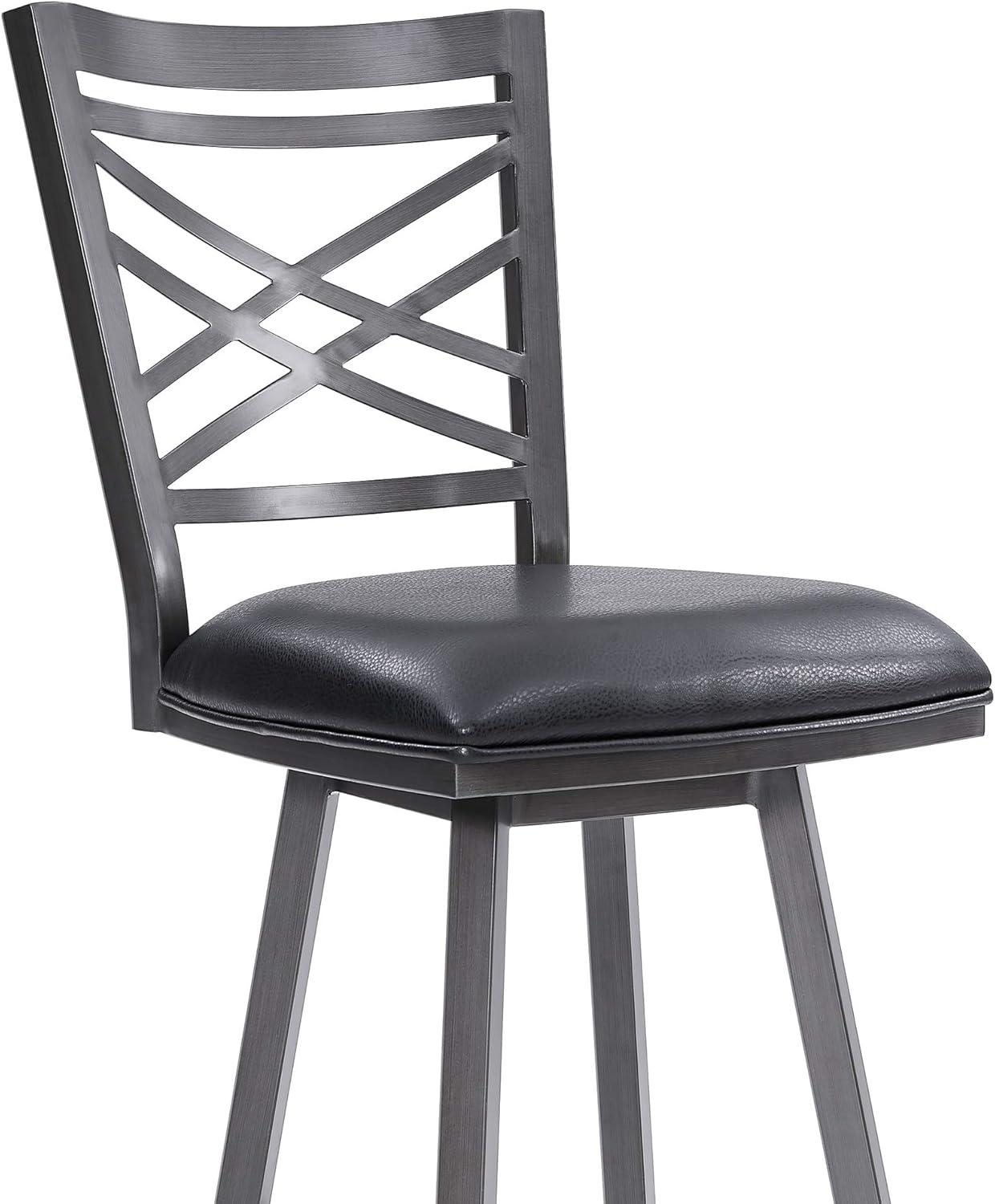 Fargo Black Metal Swivel Bar Stool with Cross Back