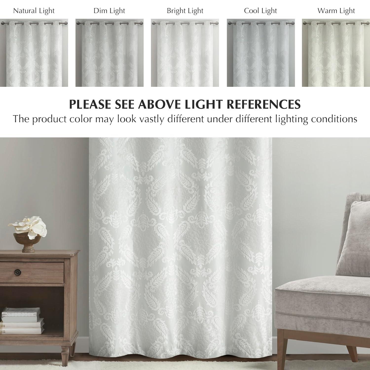 Madison Park Amelia Knitted Jacquard Paisley Total Blackout Grommet Top Single Curtain Panel