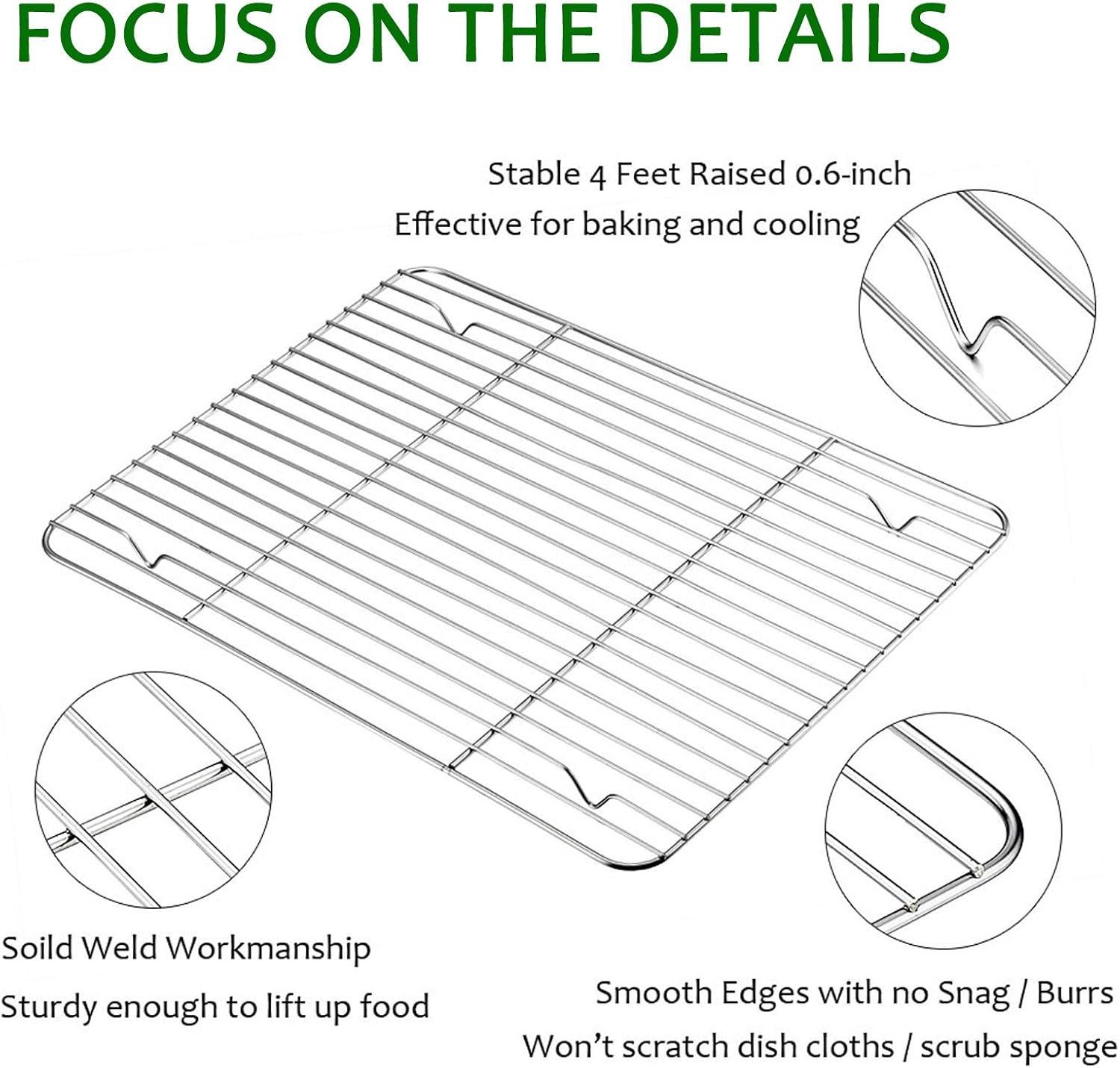 Baking Sheet with Rack Set, E-far Stainless Steel Baking Pans Tray Cookie Sheet with Cooling Rack, 16 x 12 x 1 inch, Non Toxic & Healthy, Rust Free & Dishwasher Safe - 4 Pieces (2 Sheets 2 Racks)