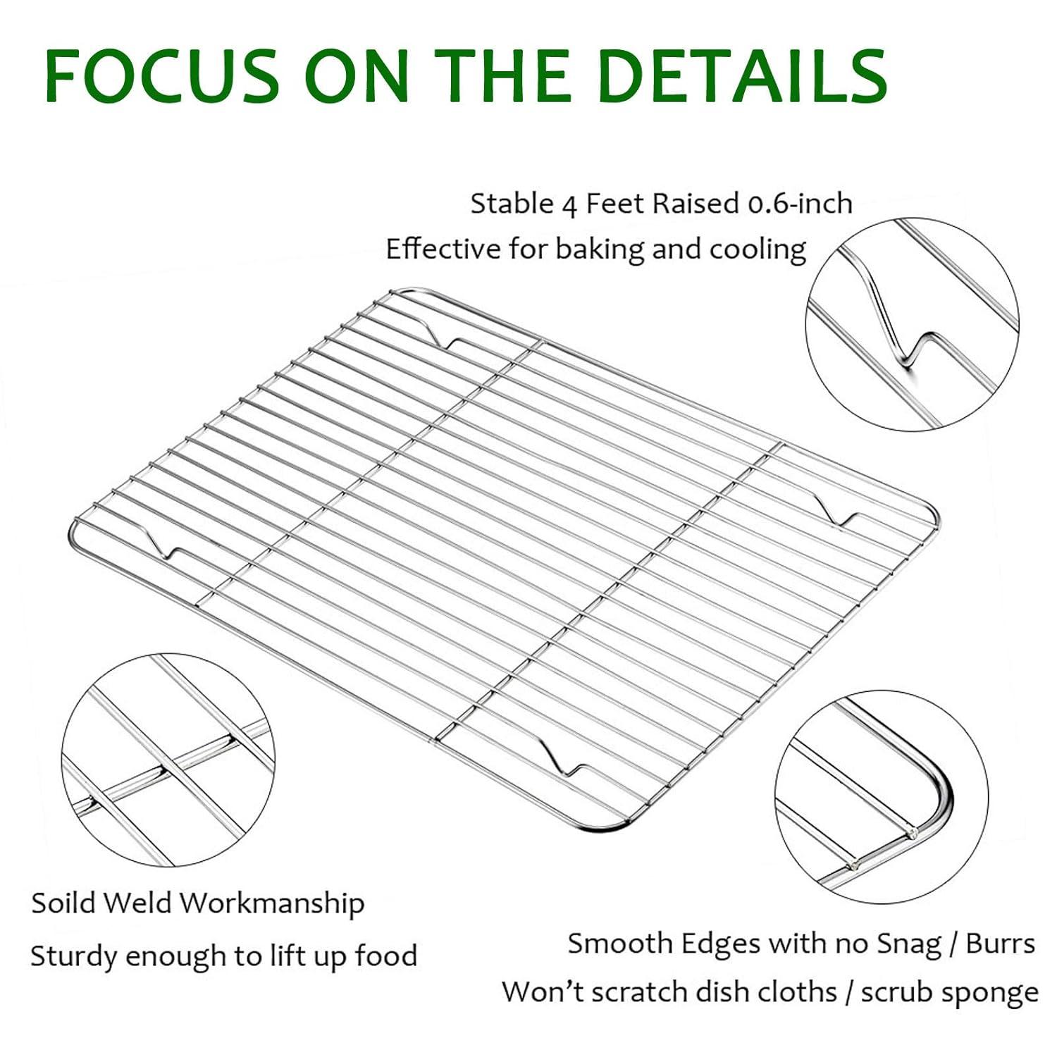 Baking Sheet with Rack Set, E-far Stainless Steel Baking Pans Tray Cookie Sheet with Cooling Rack, 16 x 12 x 1 inch, Non Toxic & Healthy, Rust Free & Dishwasher Safe - 4 Pieces (2 Sheets 2 Racks)