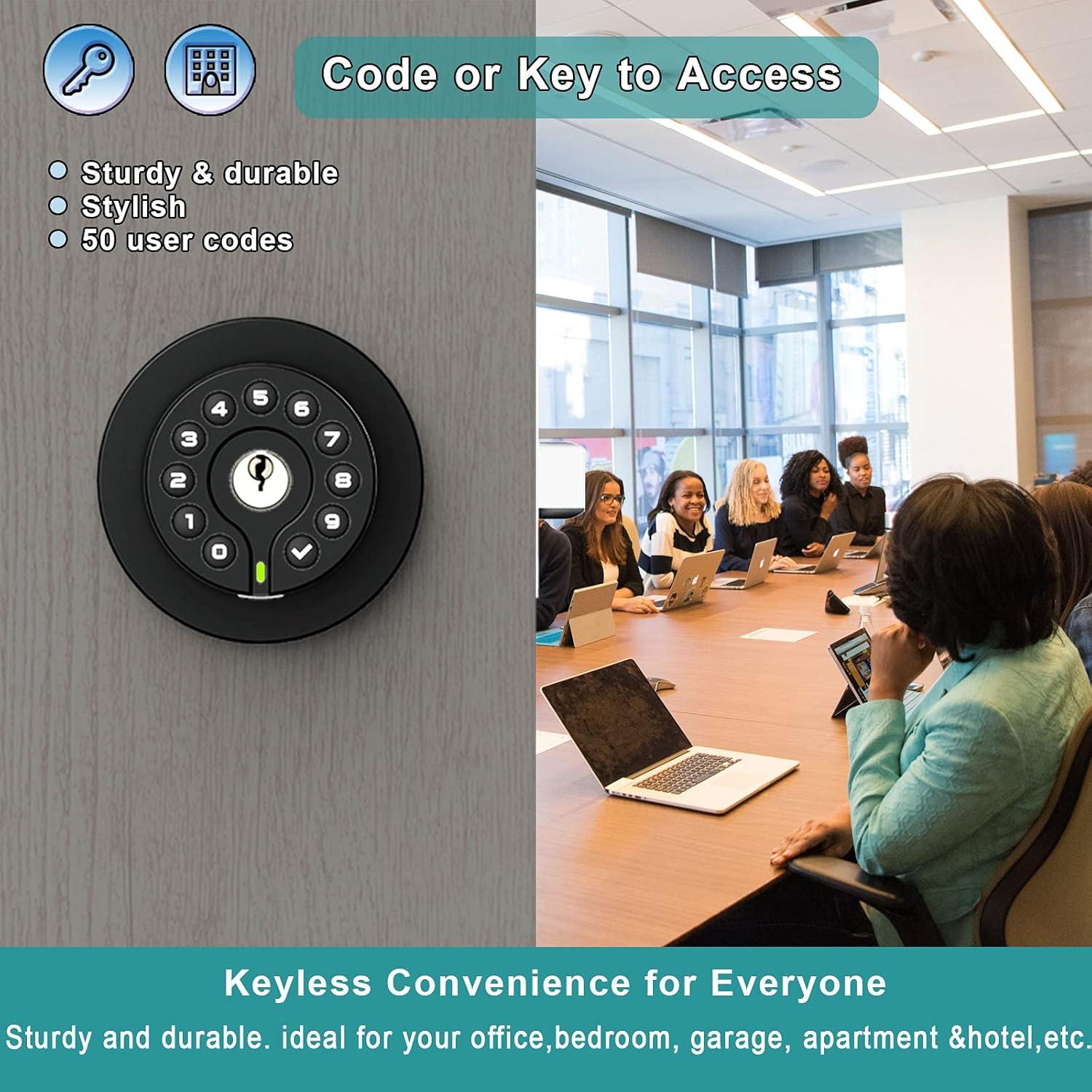 Keypad Door Handle With Key, Keyless Code Entry Lock, Automatic Lock, 50 User Codes, Easy To Install, Suitable For Home, Office, Hotel, Bedroom, Garage, No Door Latch