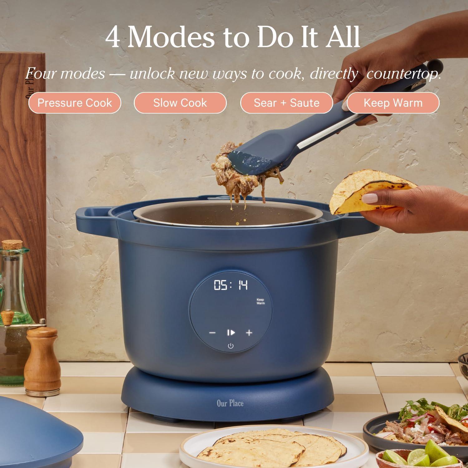 Blue Salt Non-Stick 6-Quart Multicooker with Timer