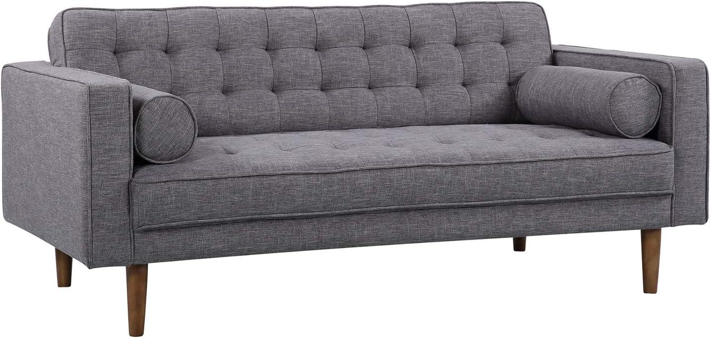 Element Loveseat in Dark Gray Linen and Walnut Legs