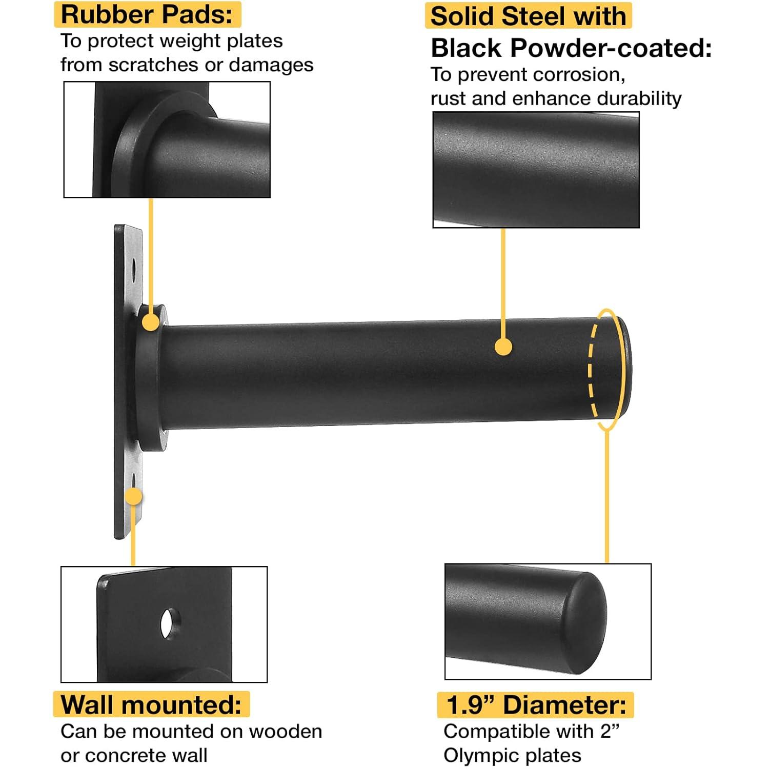 A2ZCARE Wall Mount Weight Plate Holder – Fits 2” Olympic Weight Plates