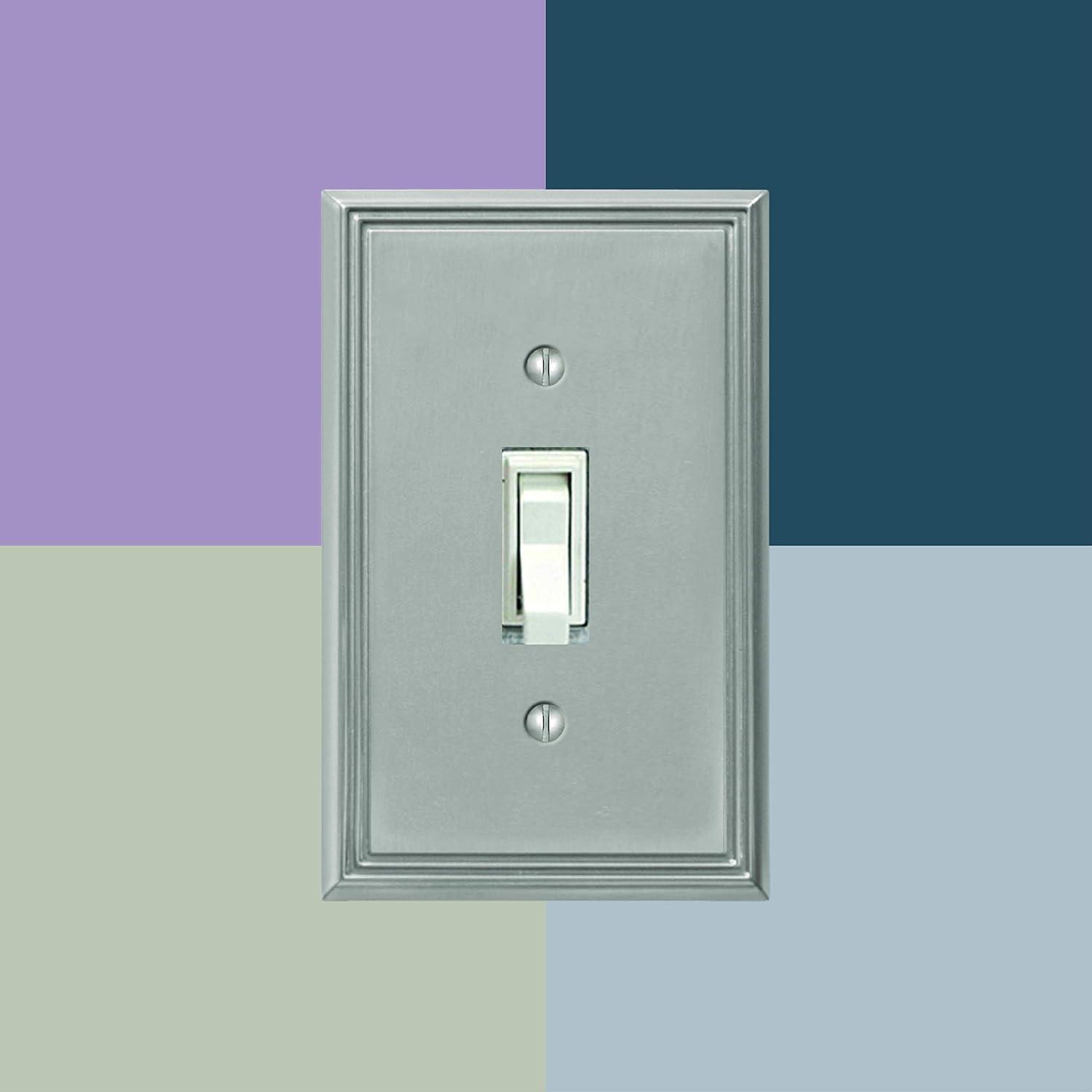 Amerelle 77TTRBN Moderne Wallplate 2 Toggle / 1 Rocker Cast Metal Brushed Nickel 1-Pack