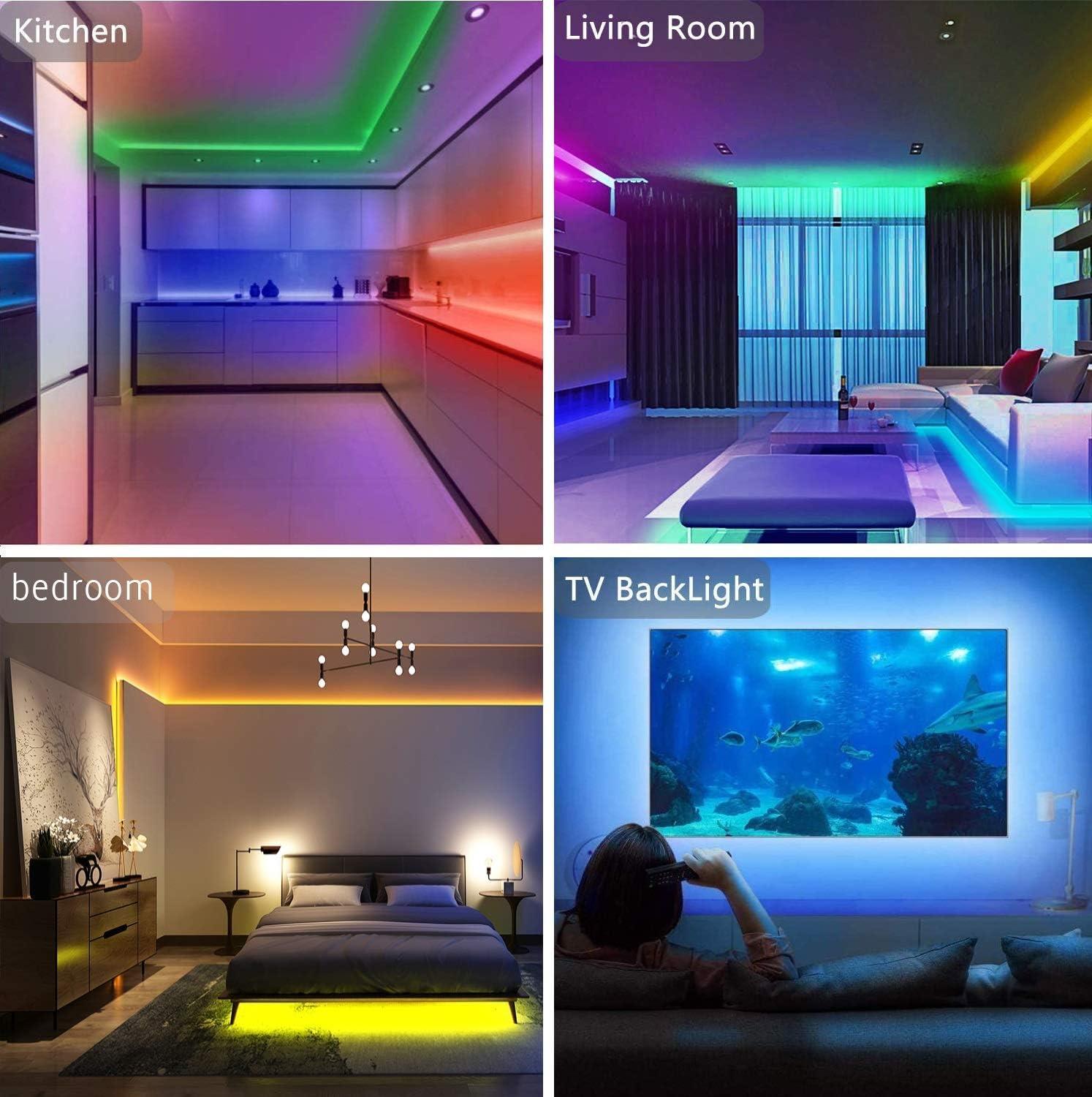 65.6ft Multicolor LED Strip Lights with Remote Control