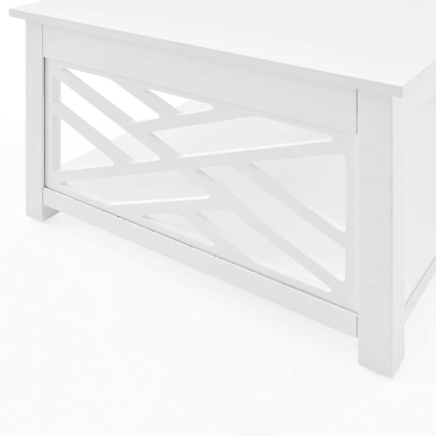 Alaterre Furniture Coventry 36 in. Solid Pine Wood Coffee Table, Traditional to Modern Design, Open-Detailing Accent Furniture, White