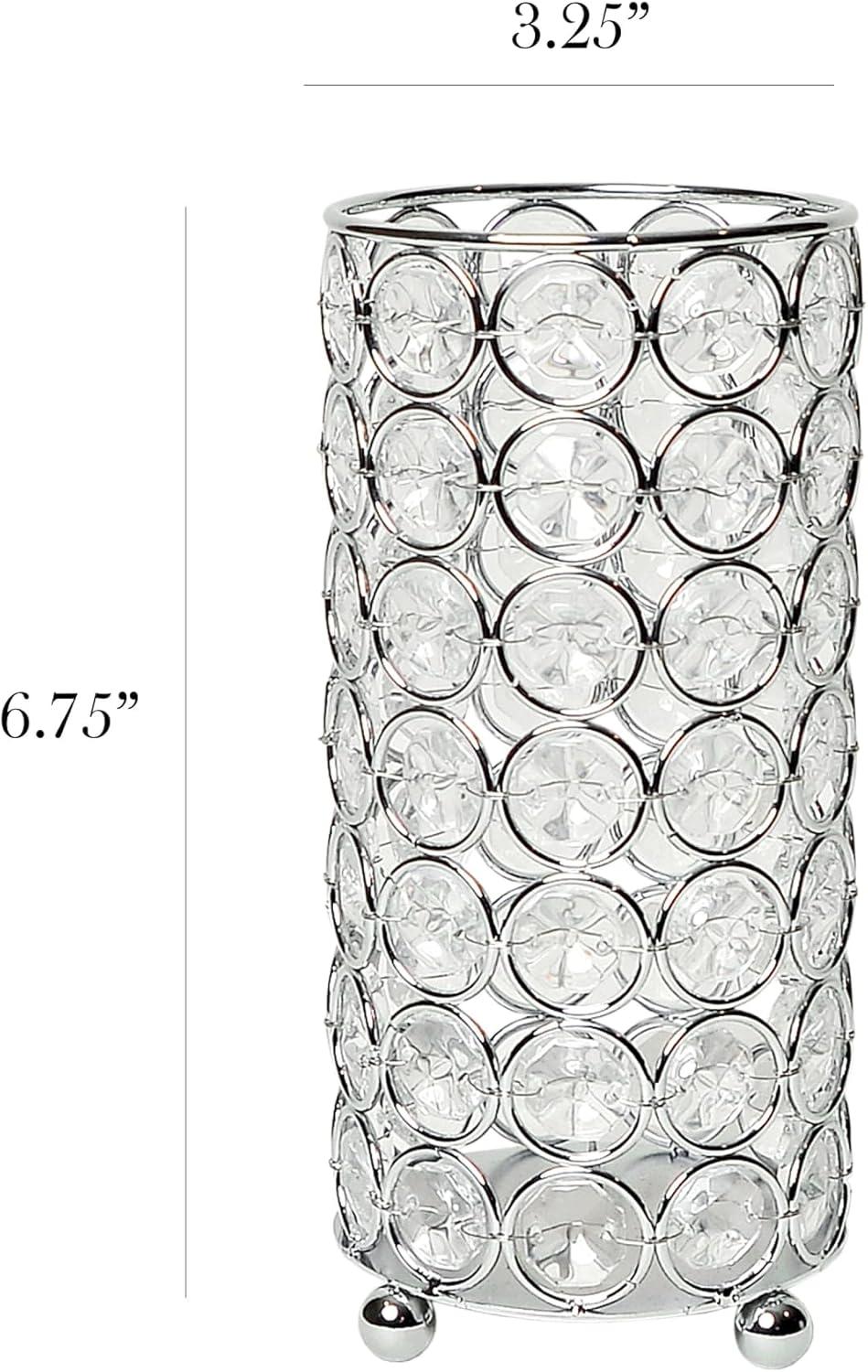 Elegant Designs 6.75" Elipse Crystal Decorative Flower Vase, Candle Holder, Wedding Centerpiece, Chrome