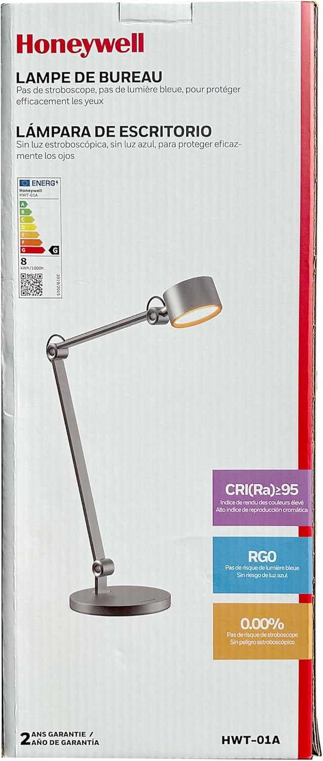 Honeywell HWT-01A Office LED Desk Lamp, 4000K Natural Light Dimmable Eye-Protection Table Lamps, Full Metal Touch Control Desk Light, Adjustable Swing Arm Table Light for Home Office Reading Bedroom