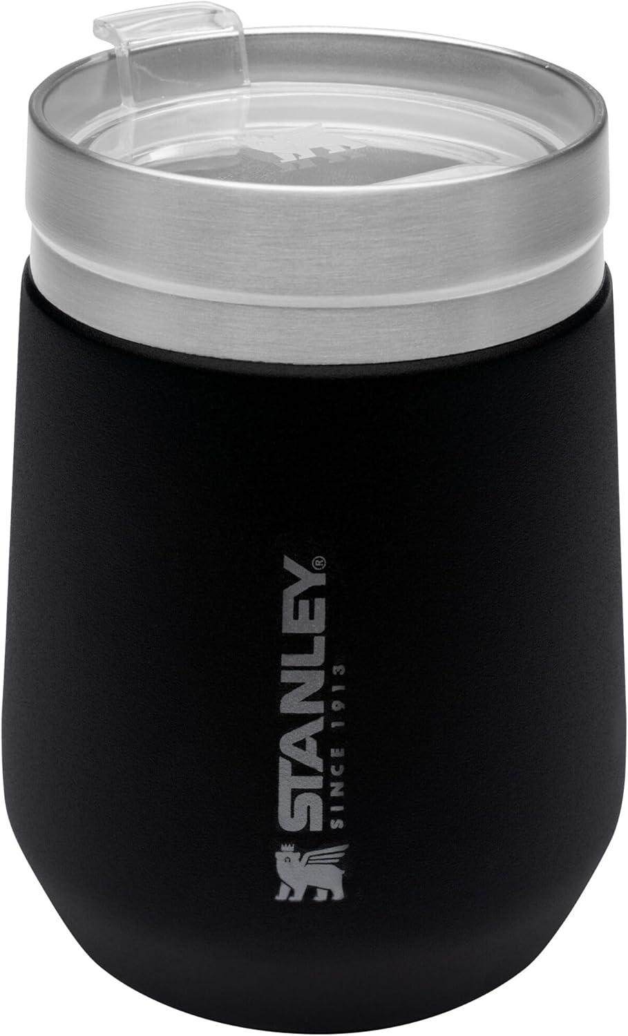 Stanley 10 oz Everyday Wine Tumbler Matte Black: Stainless Steel, Dishwasher-Safe, Hot/Cold Drinkware, All Ages