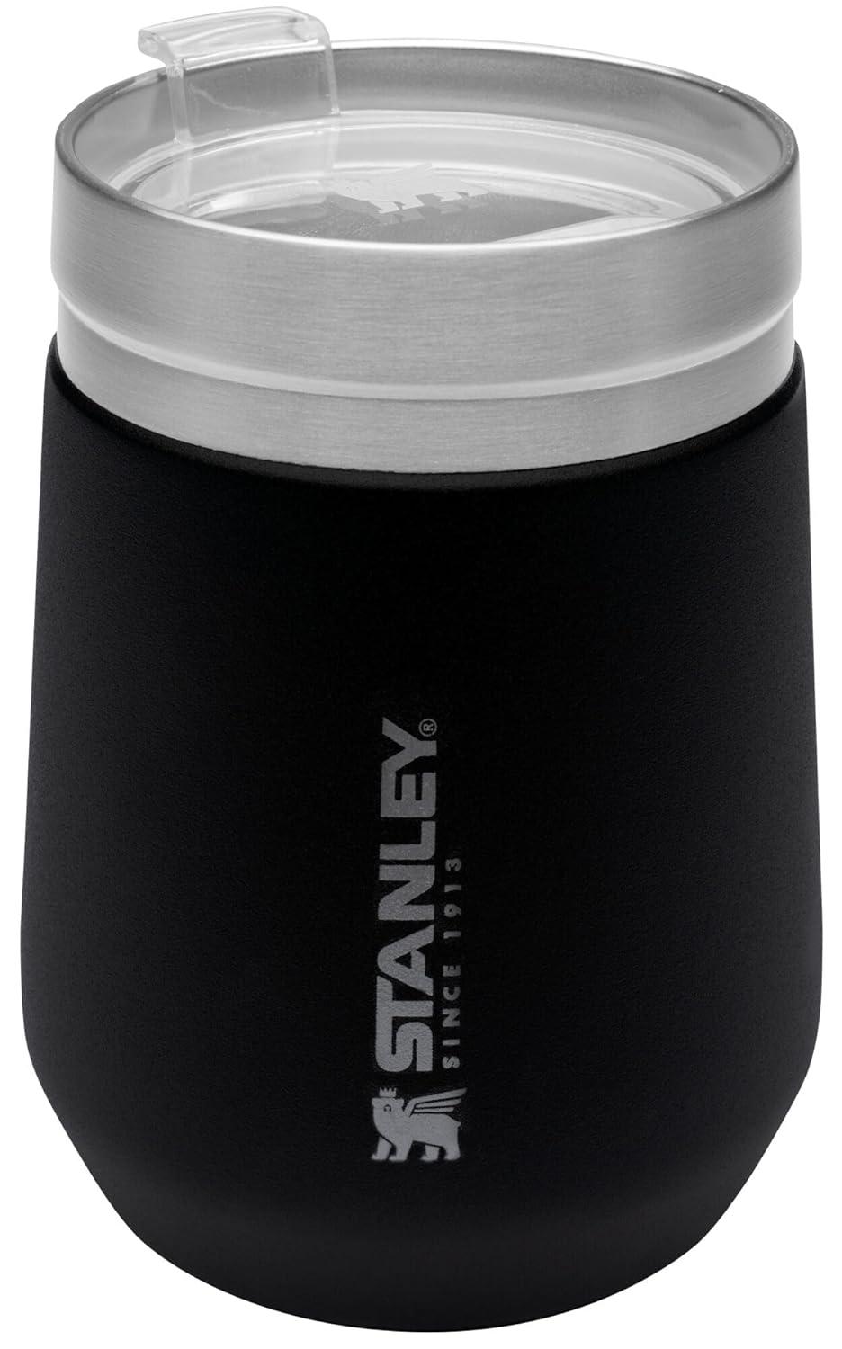 Stanley 10 oz Everyday Wine Tumbler Matte Black: Stainless Steel, Dishwasher-Safe, Hot/Cold Drinkware, All Ages