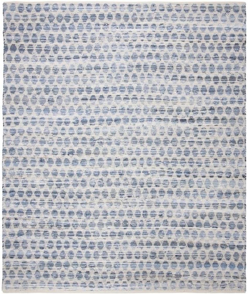 Coastal Blue Cotton & Synthetic 95" Round Handwoven Rug