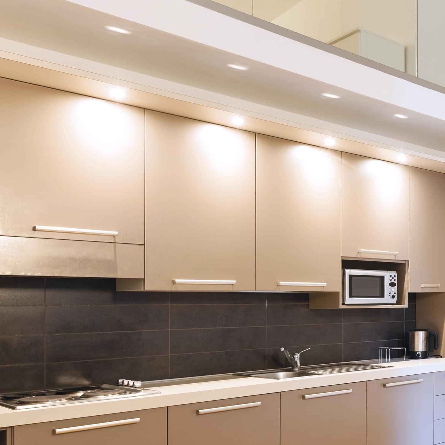 Square Low Profile Under Cabinet LED Puck Light, 3000K