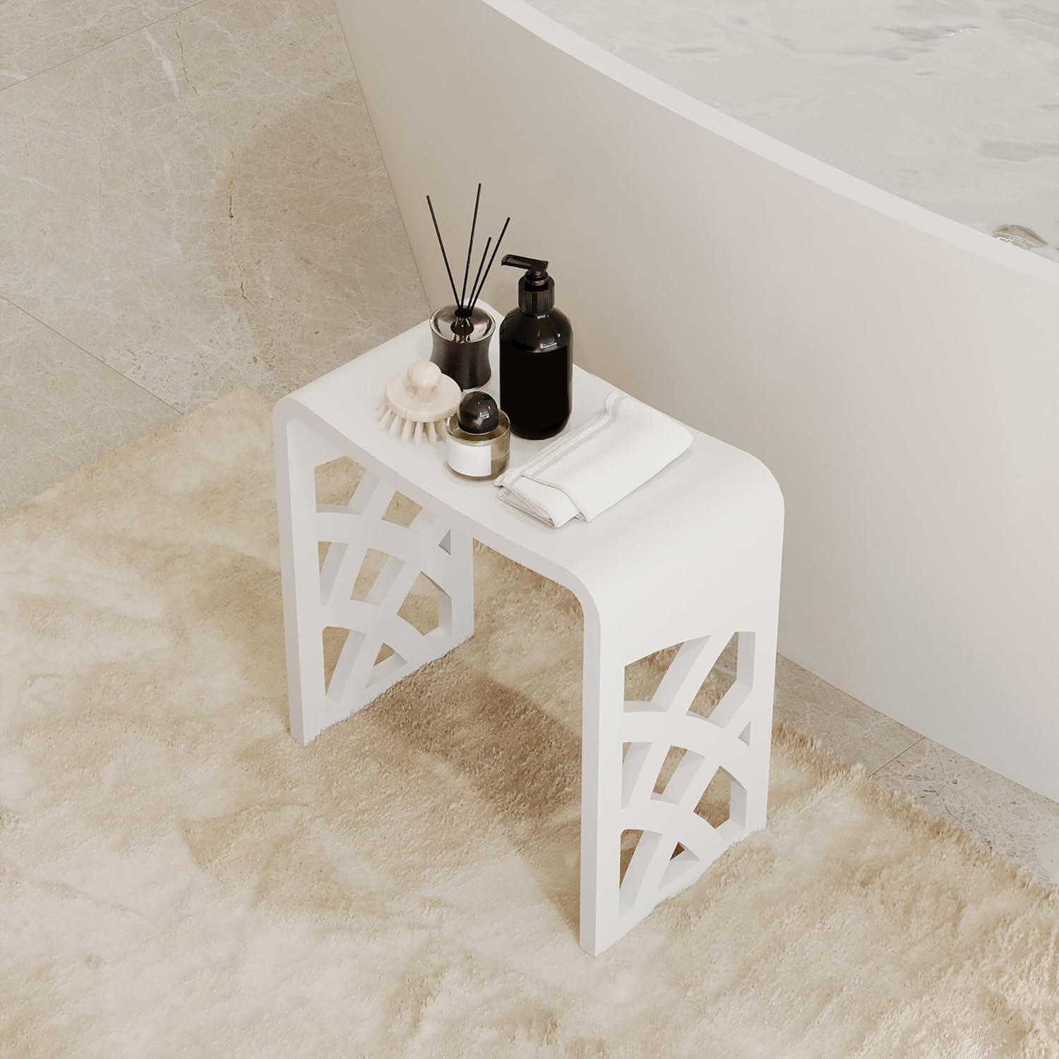 Casainc Riverside Freestanding Solid Surface Bathroom Shower Stool