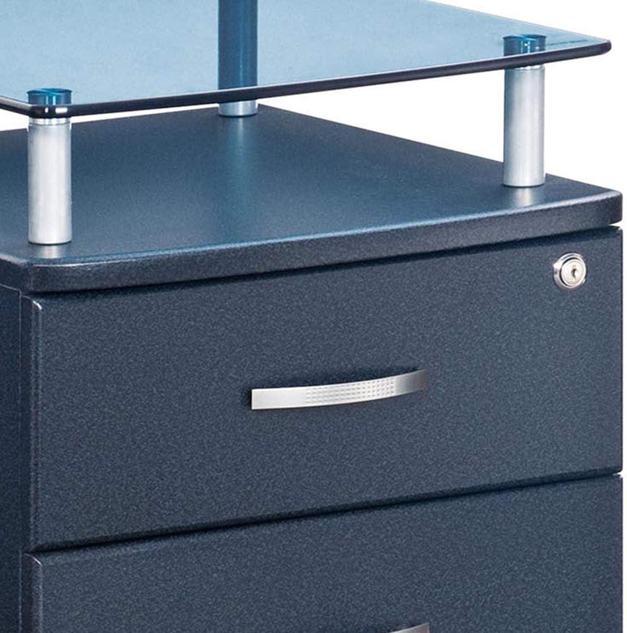 Rolling and Locking File Cabinet Gray - Techni Mobili: Secure MDF Office Storage, 5 Casters, Lockable Drawers