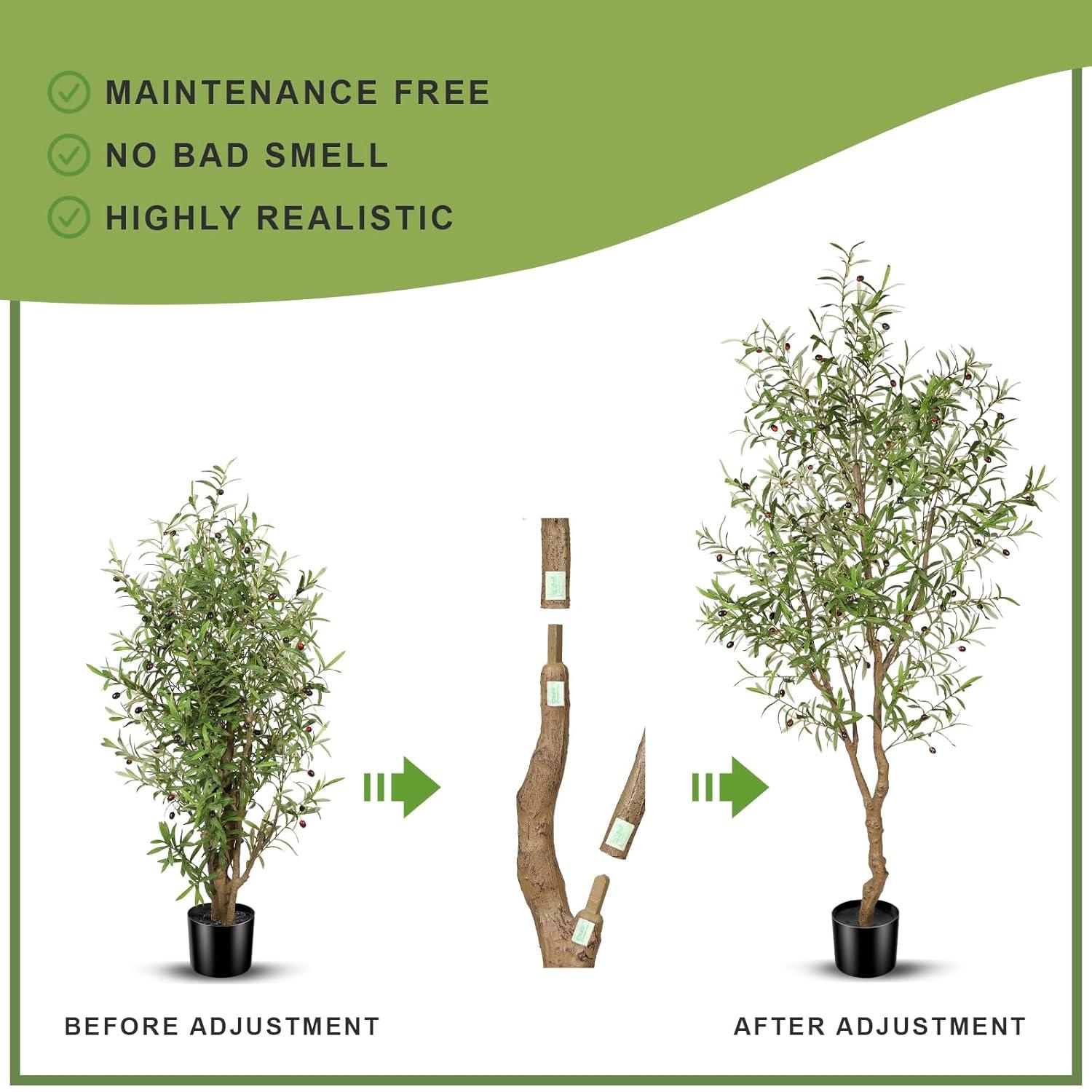 Aritizone Artificial Olive Tree 7FT Tall Fake Olive Tree with Adjustale Branches Artificial Tree for Modern Home Office Living Room Floor Decor Indoor (7FT)